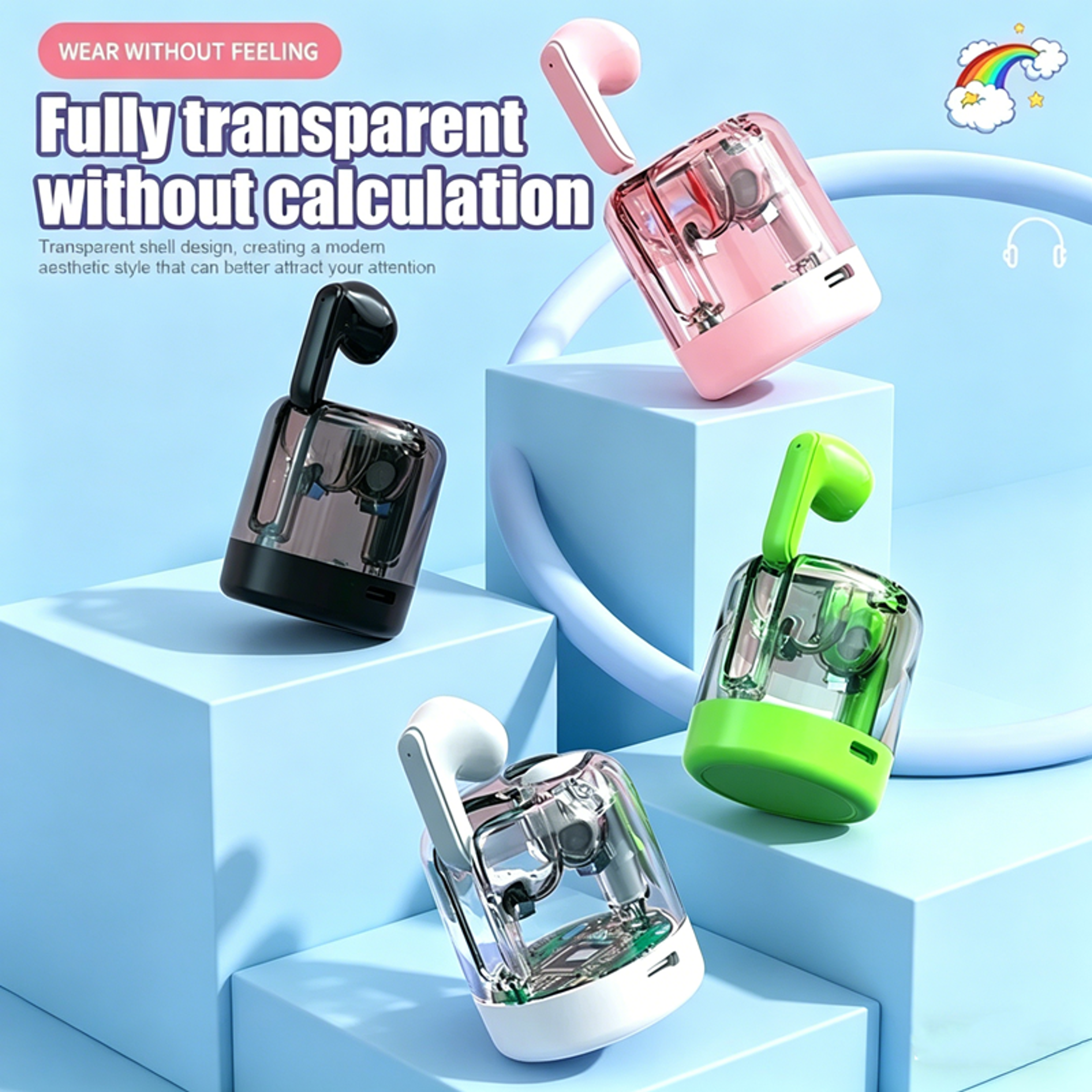 Wireless Bluetooth Earbuds with Bluetooth Waterproof Noise Cancelling Bass Sound – view 2