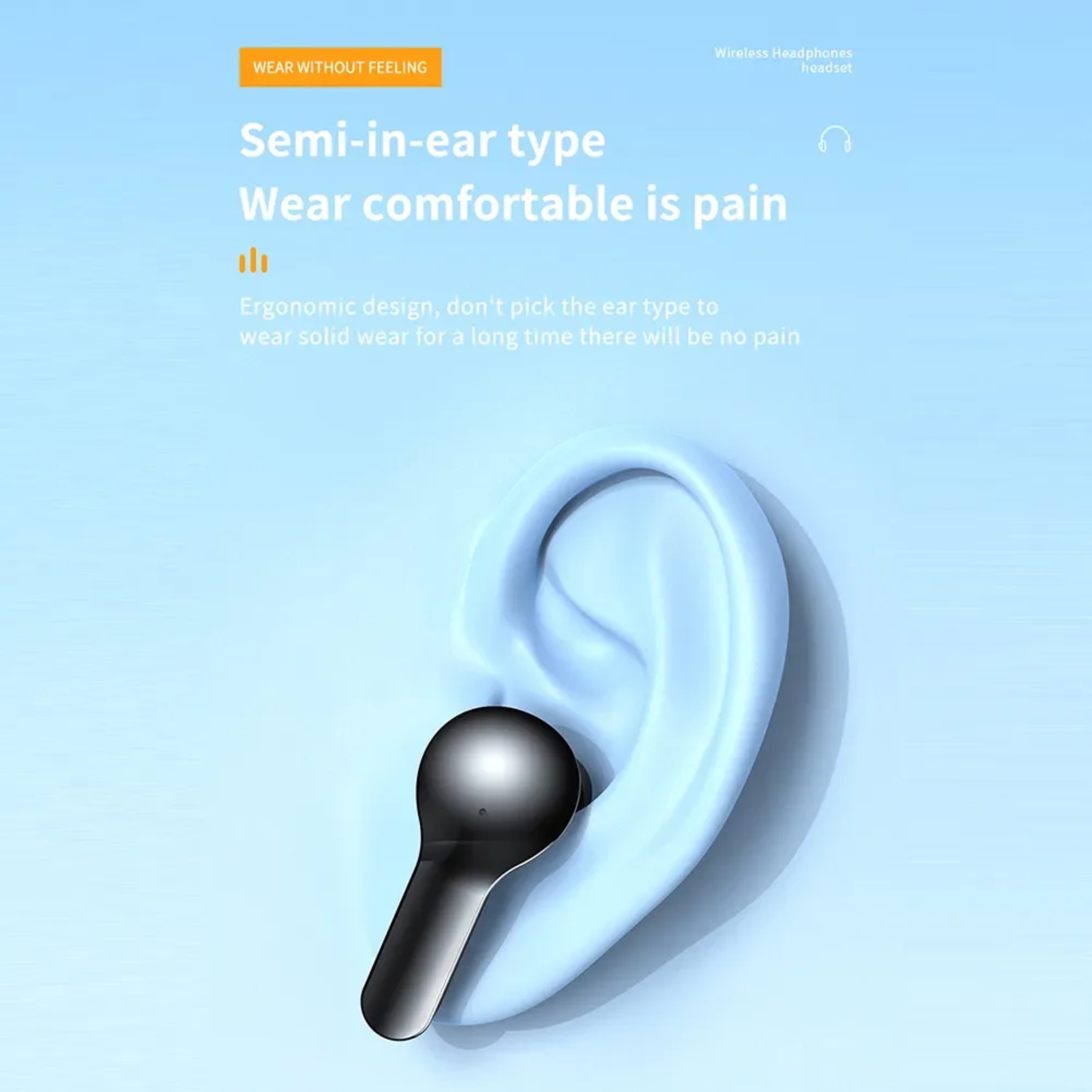 Transparent Bluetooth Wireless Earbuds with LED Power Display and Mic – view 5