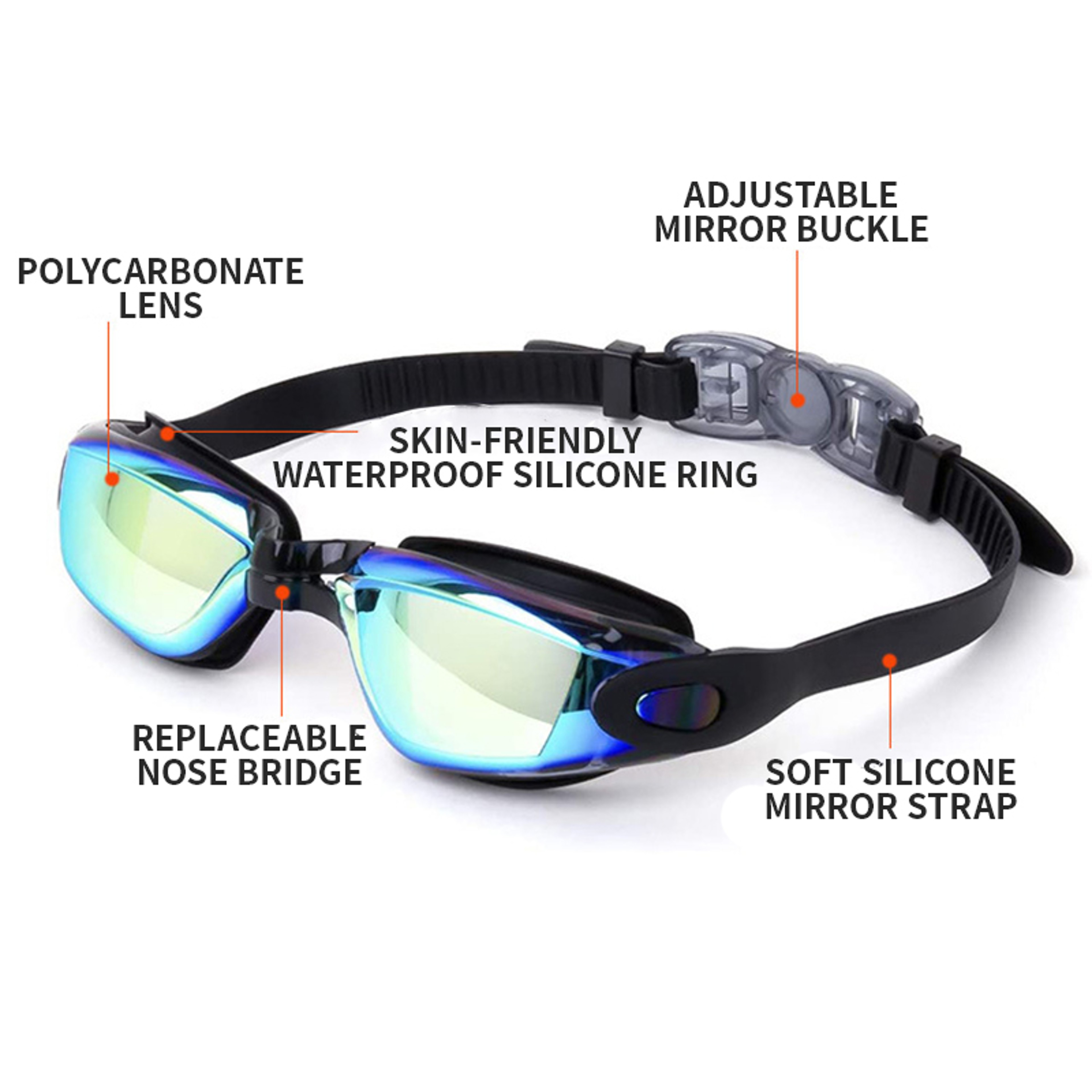 High Definition Anti Fog Swimming Goggles Waterproof Silicone Eyewear for Adults – view 2