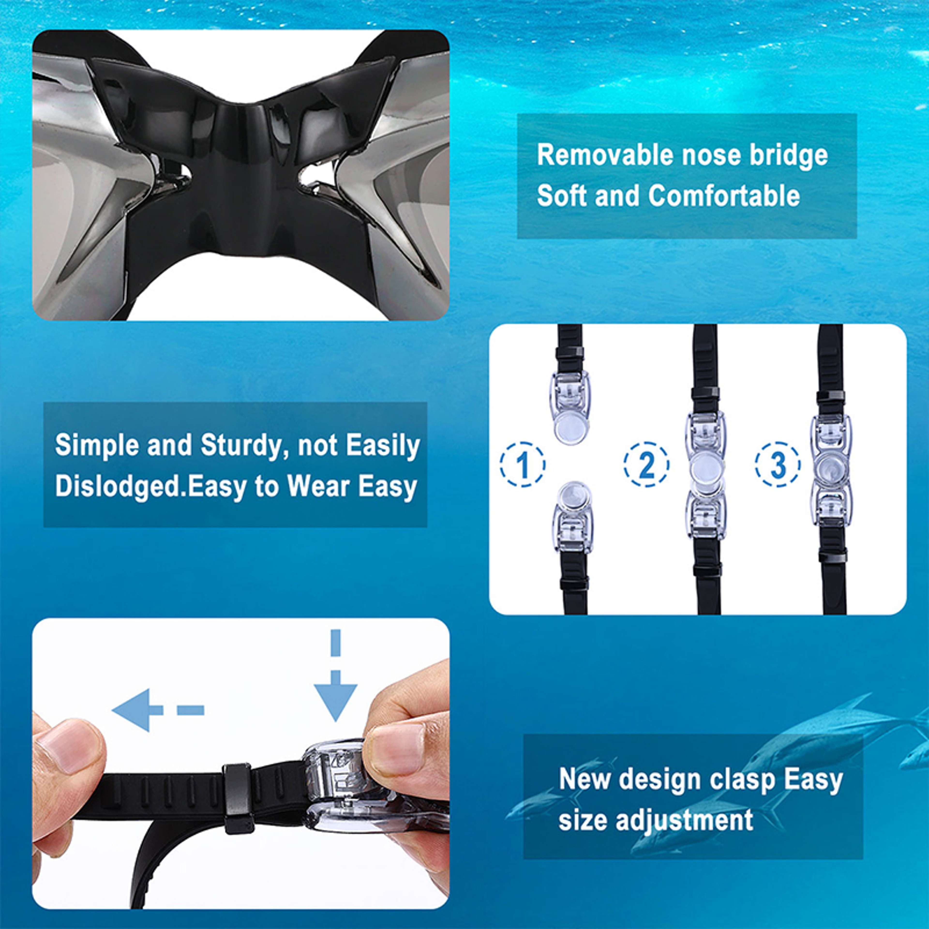 High Definition Anti Fog Swimming Goggles Waterproof Silicone Eyewear for Adults – view 3