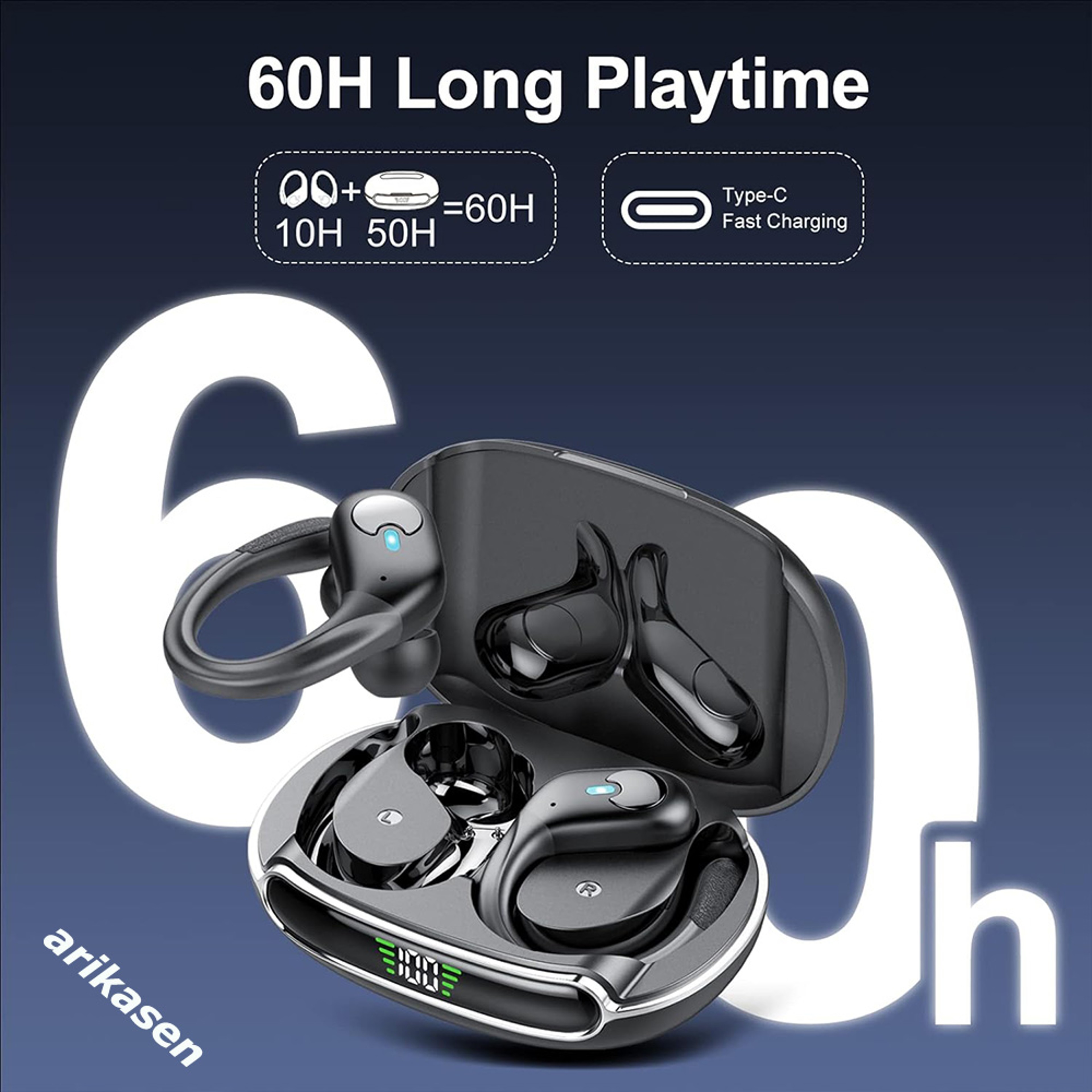 Bluetooth Wireless Earbuds with Playback LED Charging Case and ENC Mic – view 3