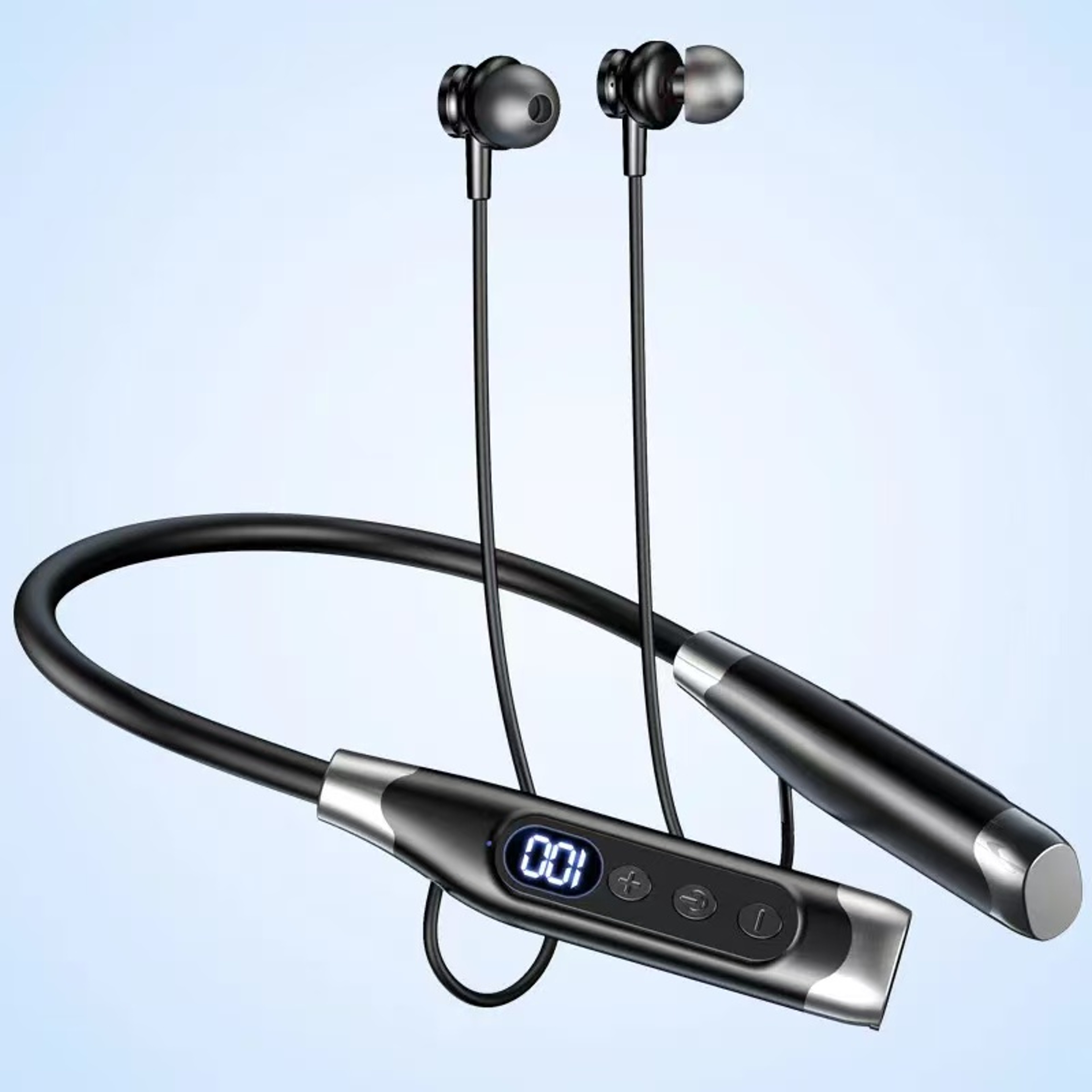 Bluetooth Neckband Wireless Earbuds with Magnetic Design and LED Display – view 9