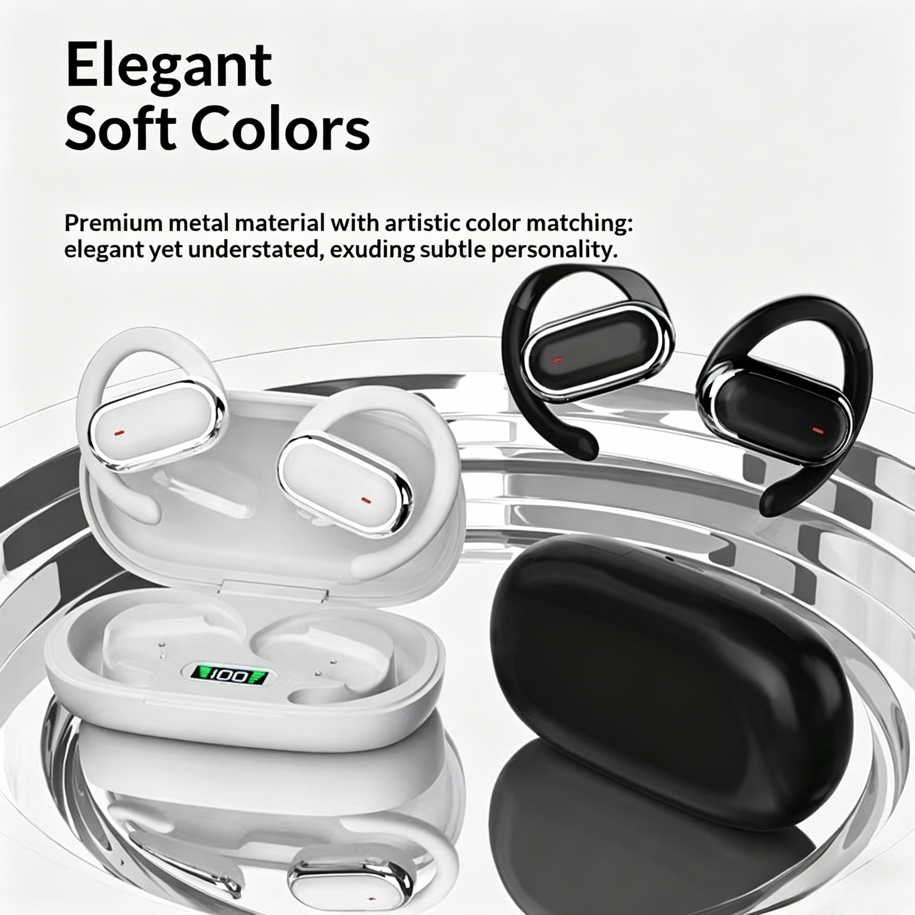 Wireless OWS Earhook Bluetooth Earbuds with Smart LED Display – view 2