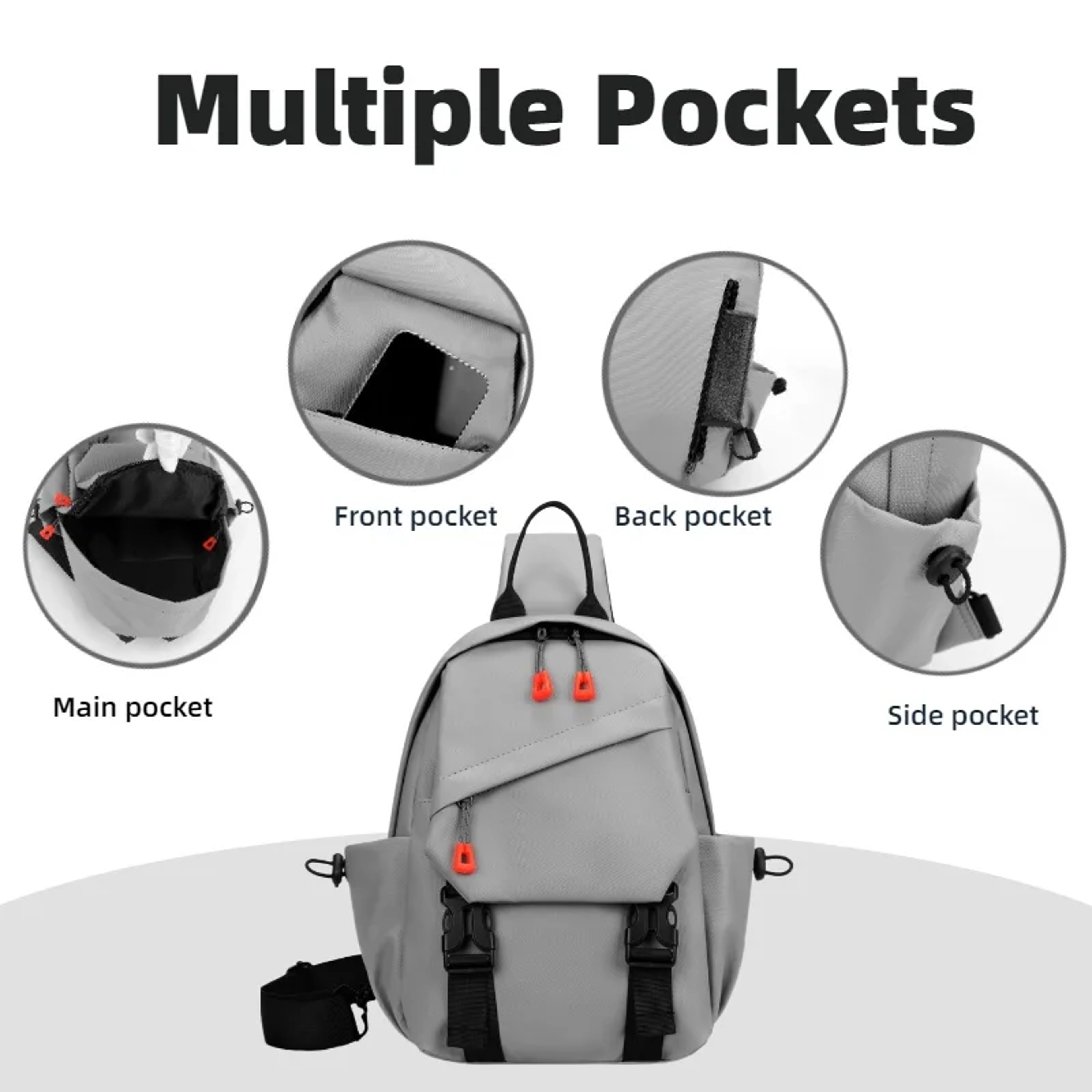 Mens Outdoor Chest Bag Multiple Pockets Sling Backpack for Cycling Hiking Travel – view 4