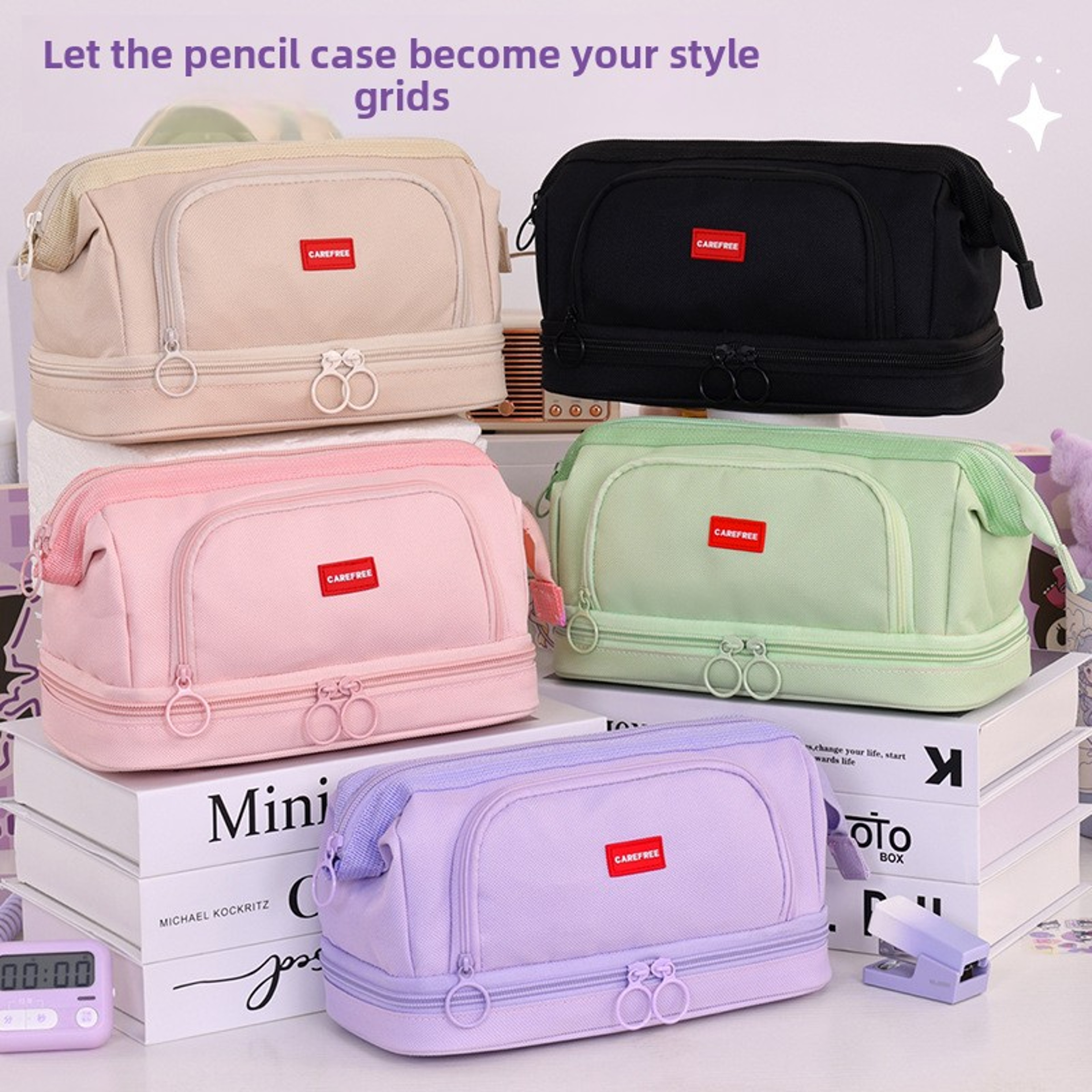 Large Capacity Double Layer Pencil Case Organizer For School Office Supplies 3