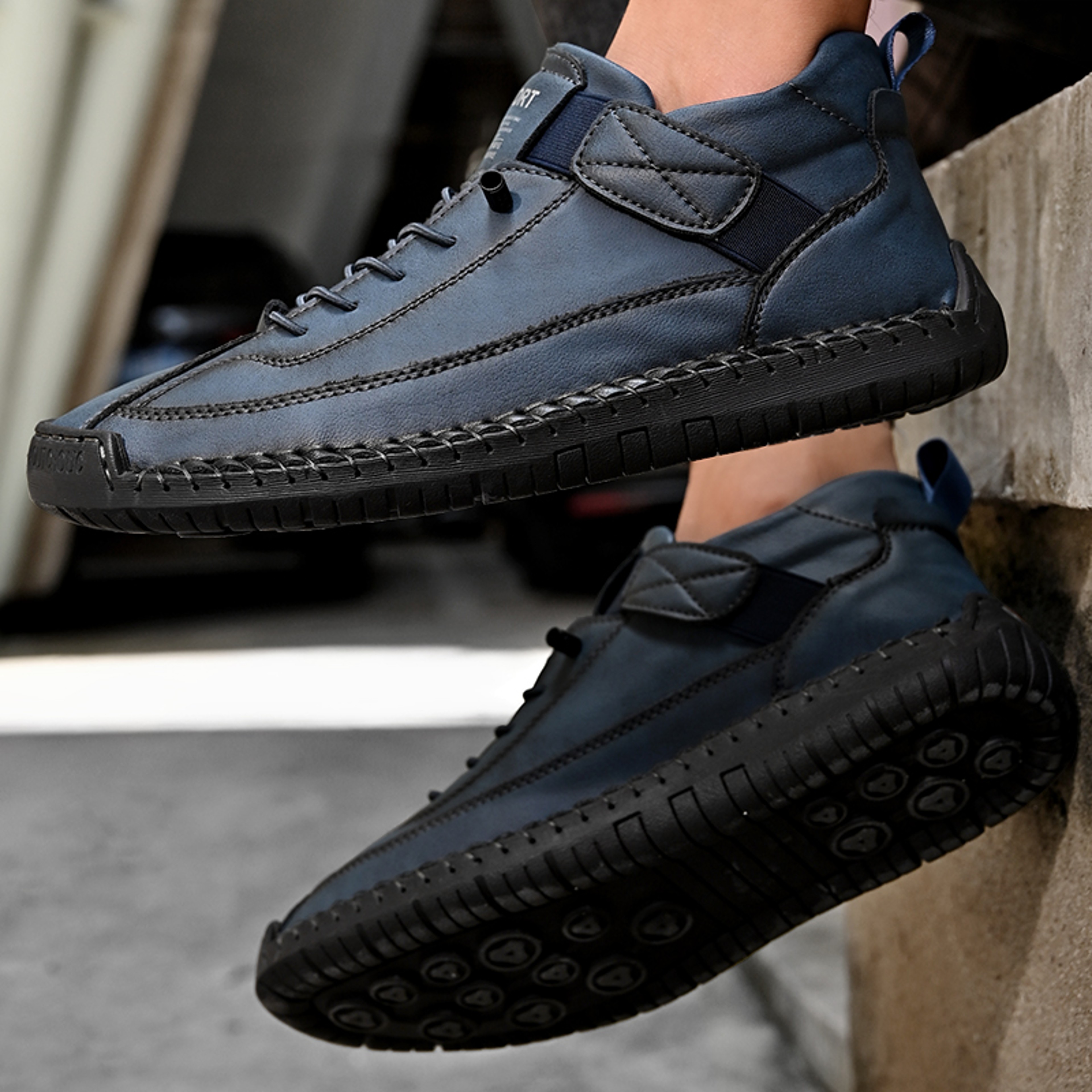 Handmade Leather Men Shoes Breathable Casual Slip On Loafers Fashion Moccasins And Durable Tooling  0
