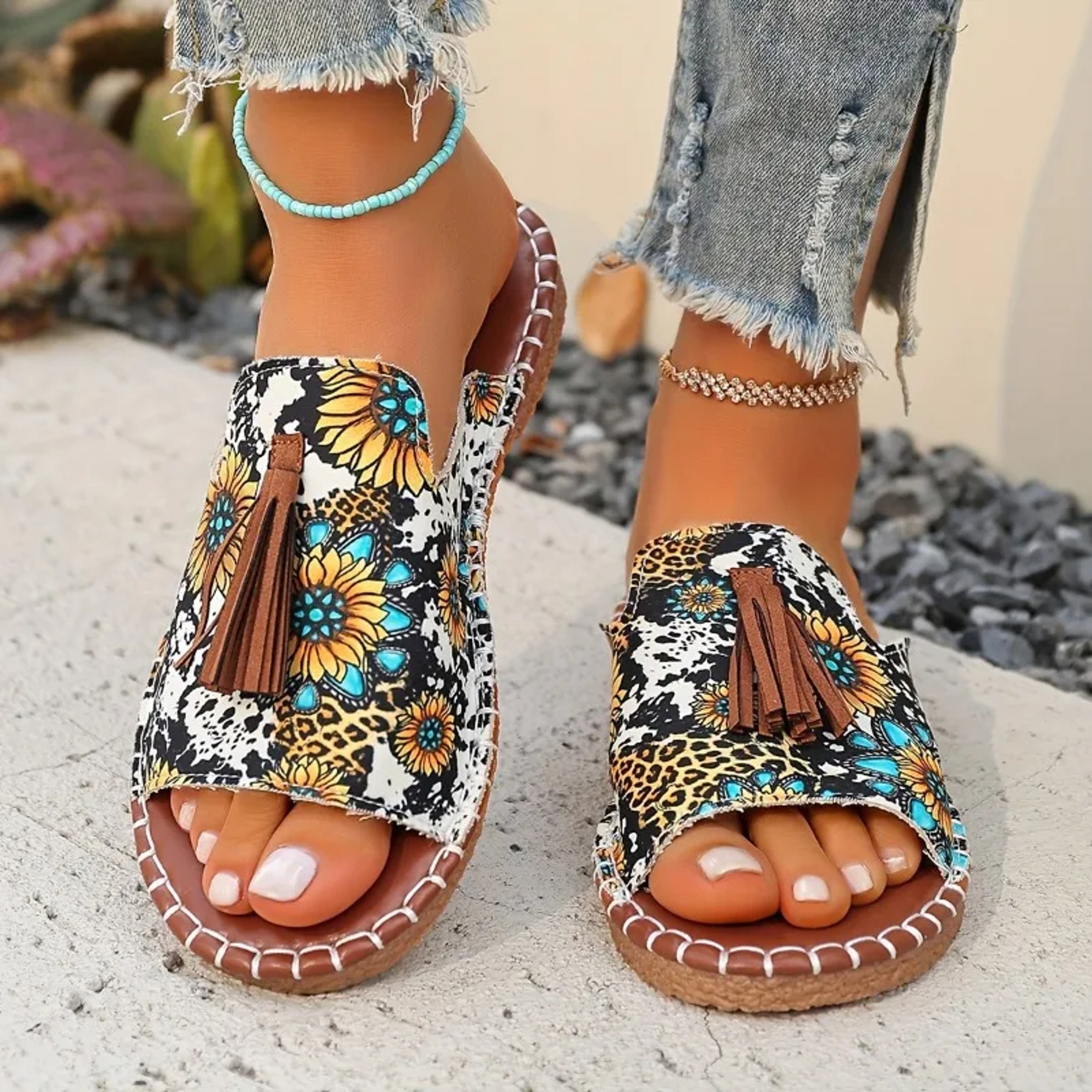Comfortable Womens Summer Beach Sandals Open Toe Non Slip Flat Shoes – view 5