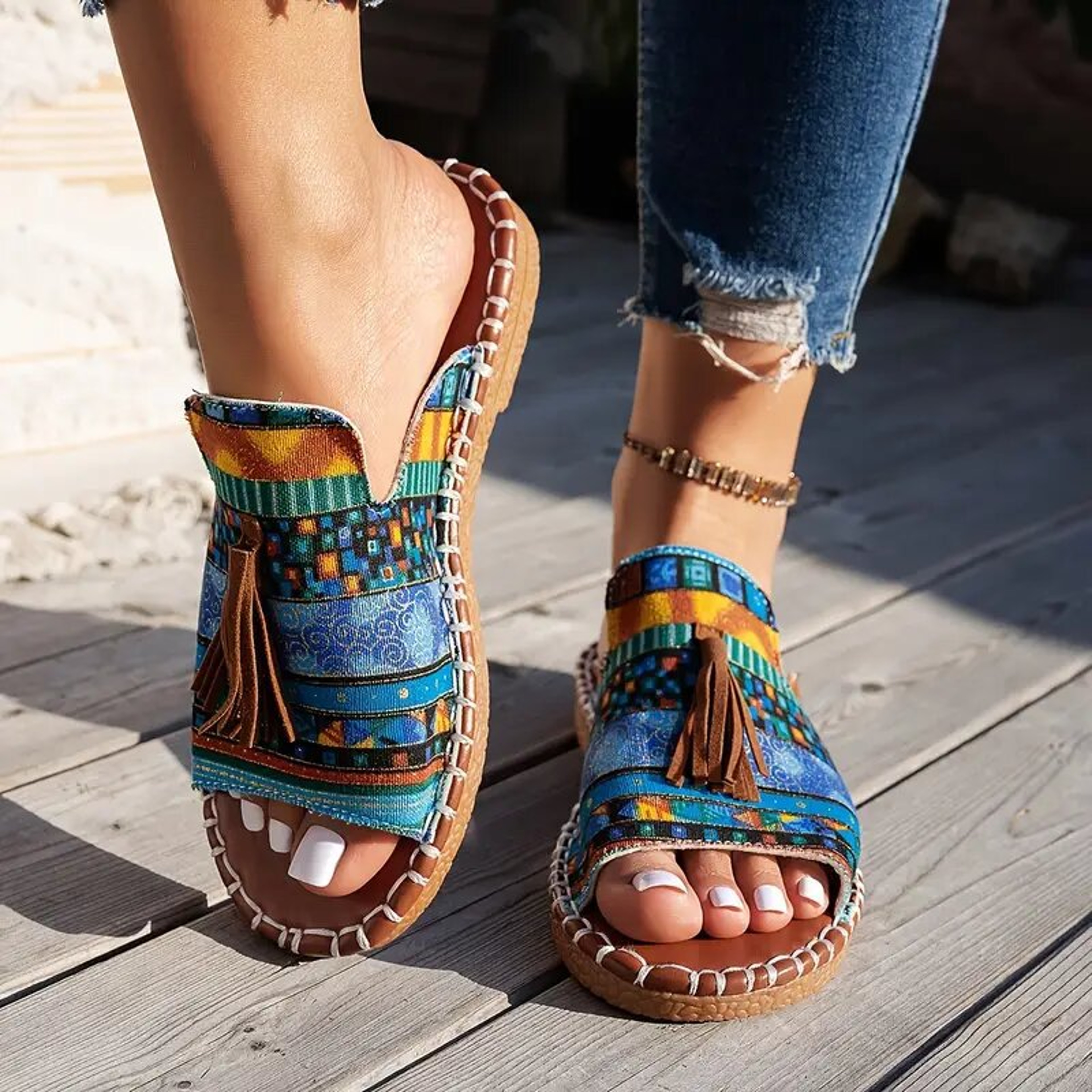 Comfortable Womens Summer Beach Sandals Open Toe Non Slip Flat Shoes – view 11