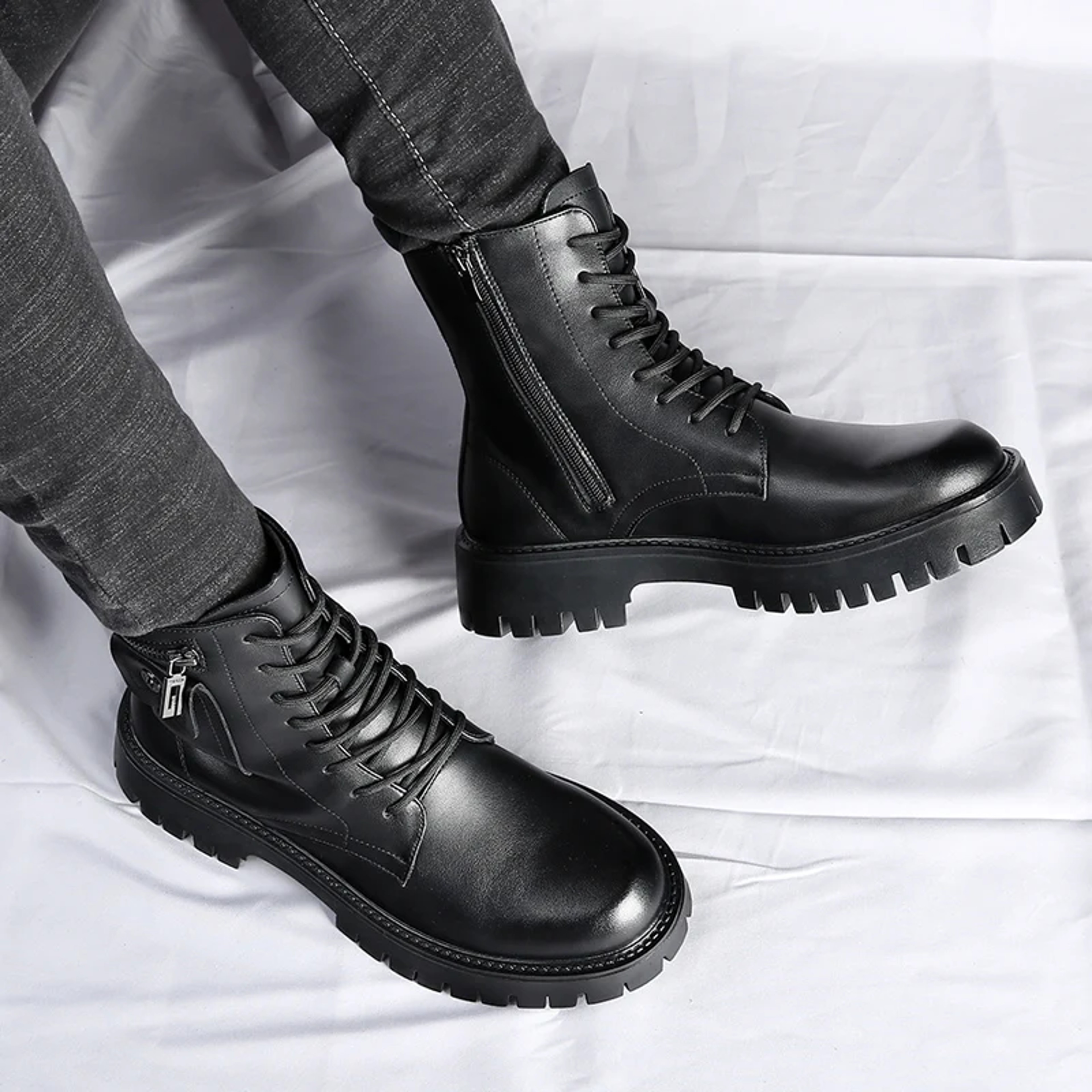 High Quality Mens Chelsea Boots Luxury Leather English Style Thick Sole Famous Brand Casual Shoes 3