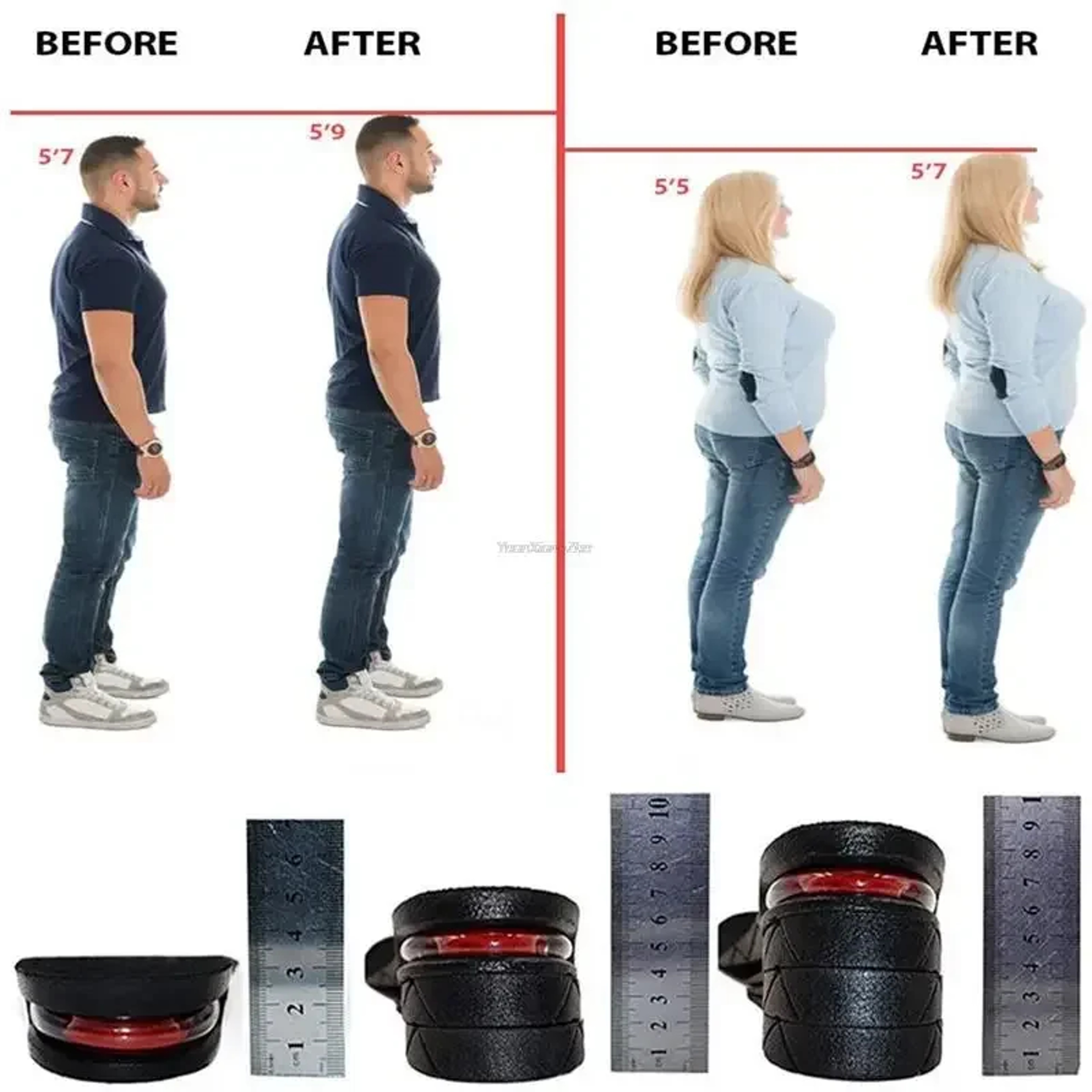 Air Shoe Cushion Height Increase Insoles Adjustable Lift Inserts For Men And Women Invisible CuttoS 4