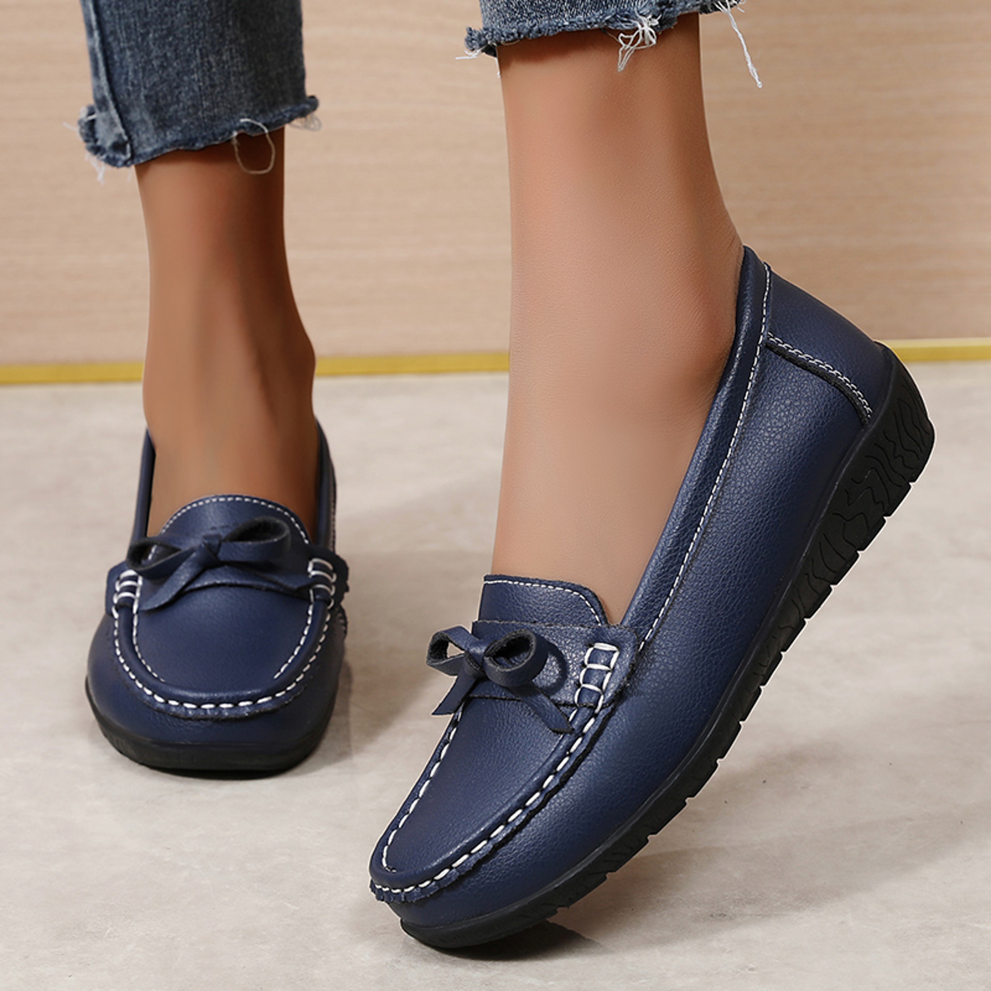 Genuine Leather Wedge Flats Fashion Slip On Nurse Shoes Comfortable Womens Moccasins 0