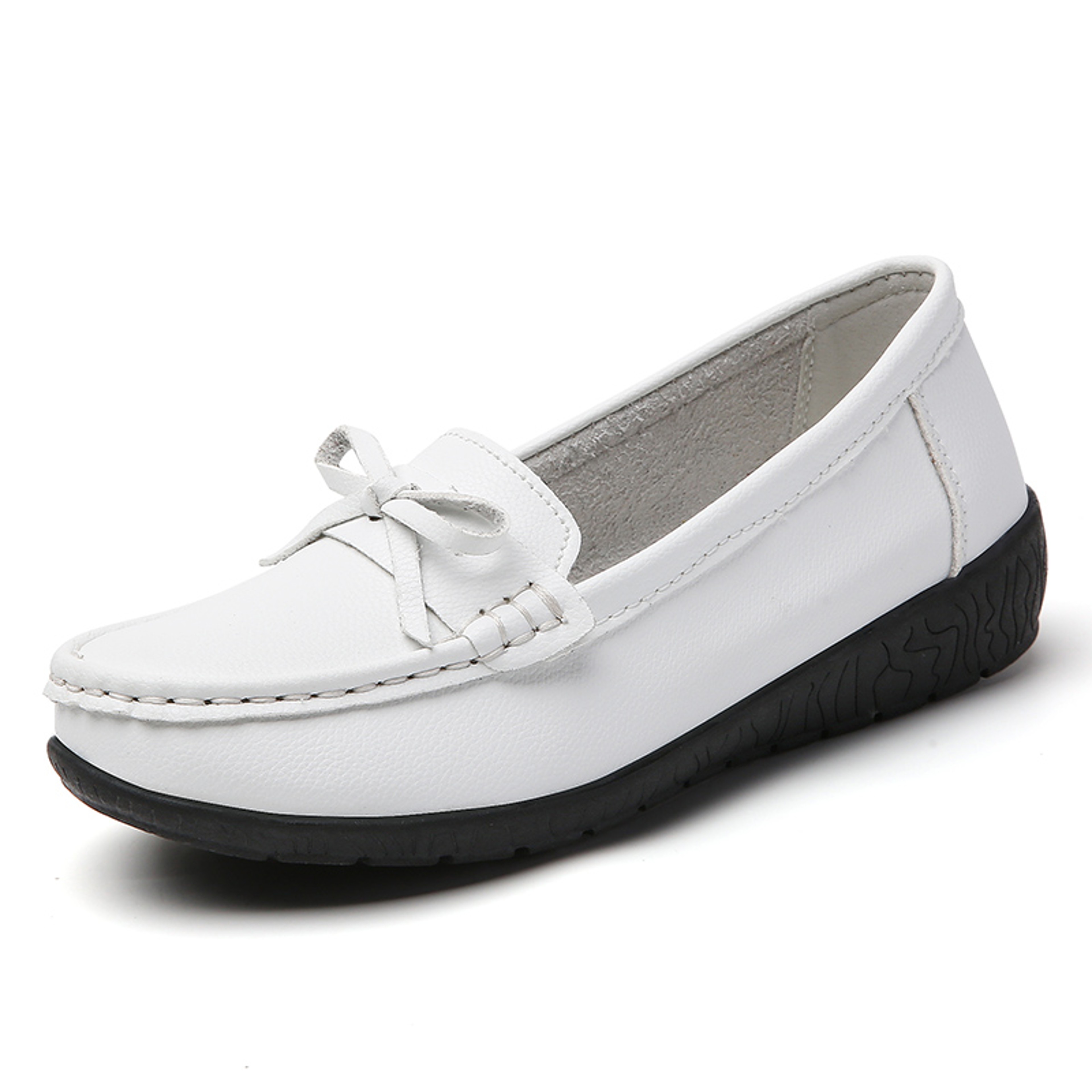 Genuine Leather Wedge Flats Fashion Slip On Nurse Shoes Comfortable Womens Moccasins 4