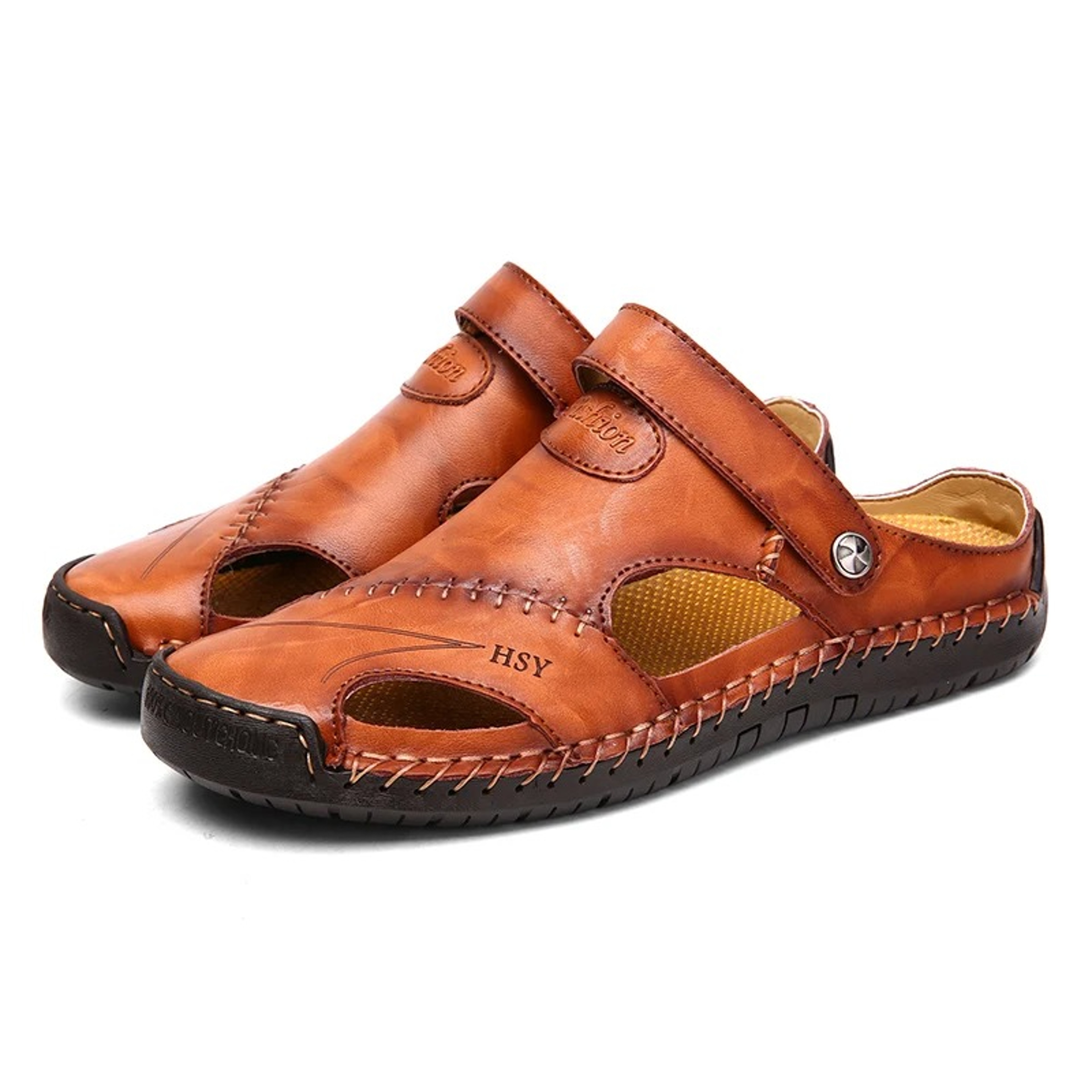 Men Summer Sandals Leather Classic Roman Sandals Beach Flip Flops Trekking Outdoor Water Sneakers S 0