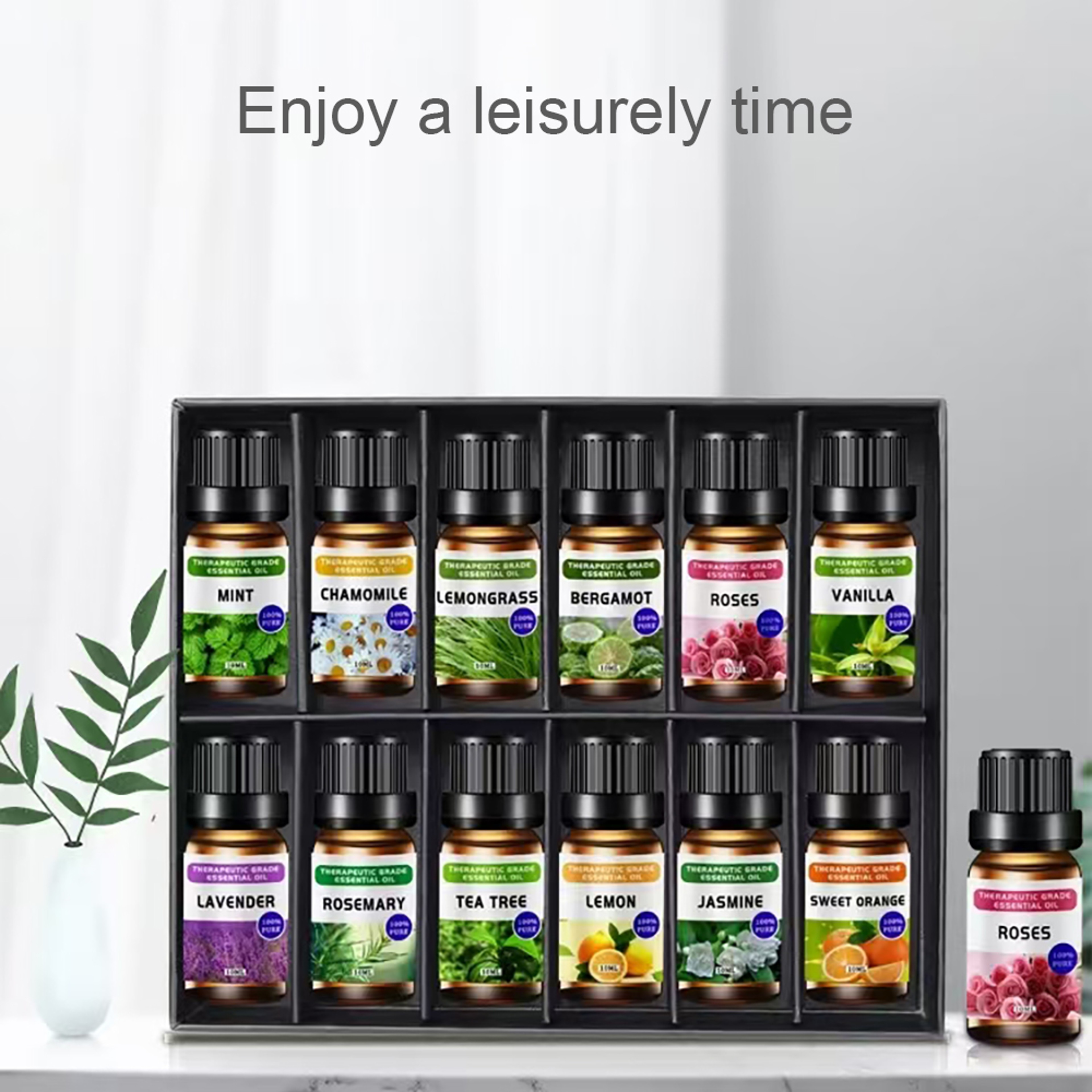 12 Pieces Essential Oil Set Lavender Rose Plant Essential Oil Air Purification Blend Aromatherapy G 2