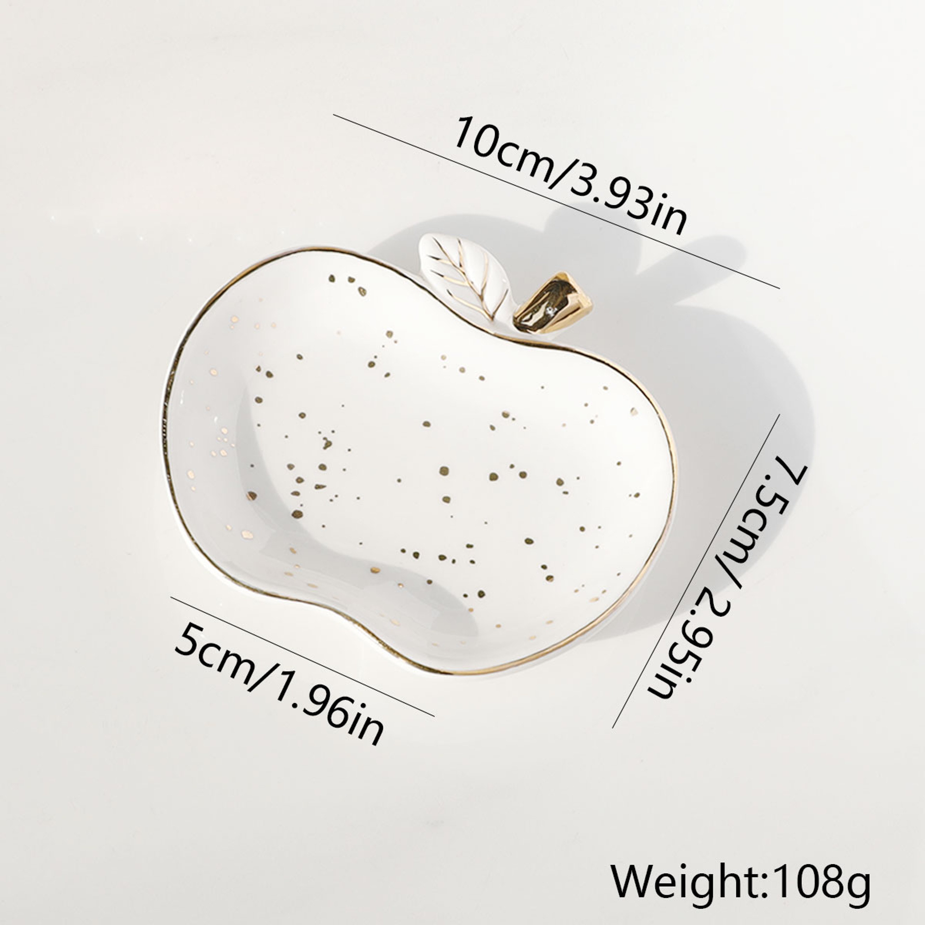 1pc Ceramic Apple Plate Jewelry Tray Ceramic Dish Ring And Necklace Holder For Home Decor 7
