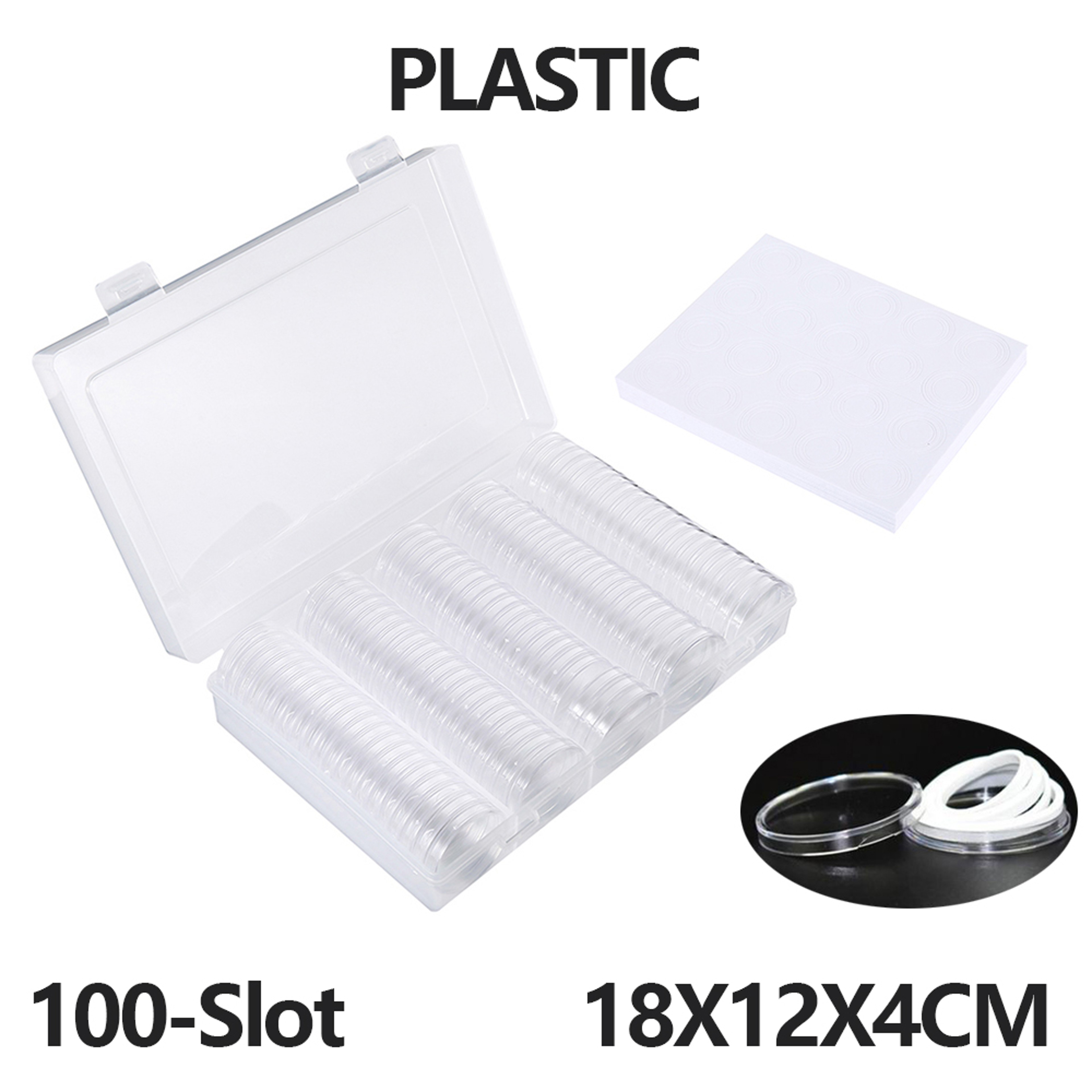 Clear Coin Capsule Universal Coin Storage Box With Adjustment Pad Adjustable Wooden Commemorative C 8