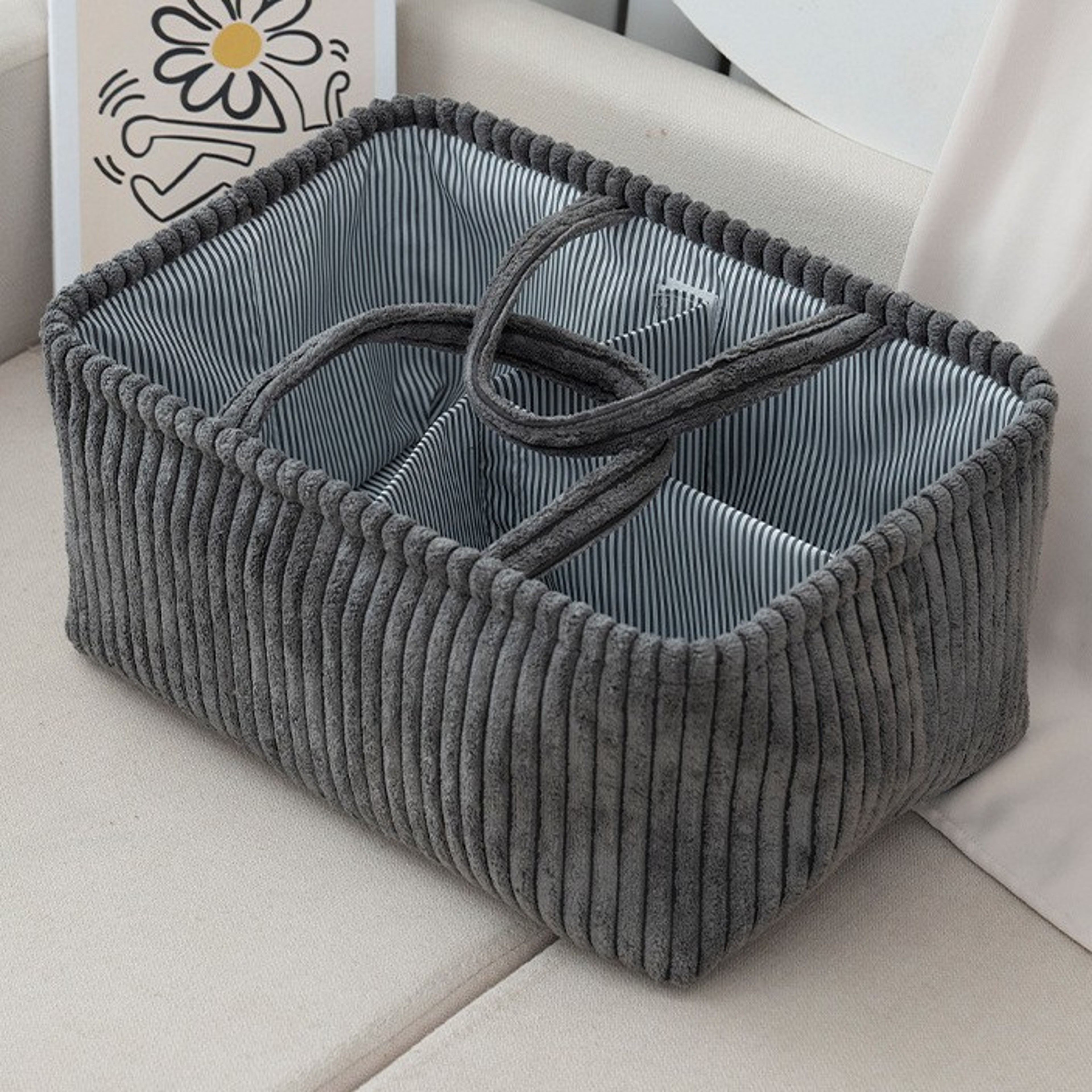 Large Bohemian Storage Basket MultiCompartment Organizer For Baby Clothes Toys And Home Decor 7