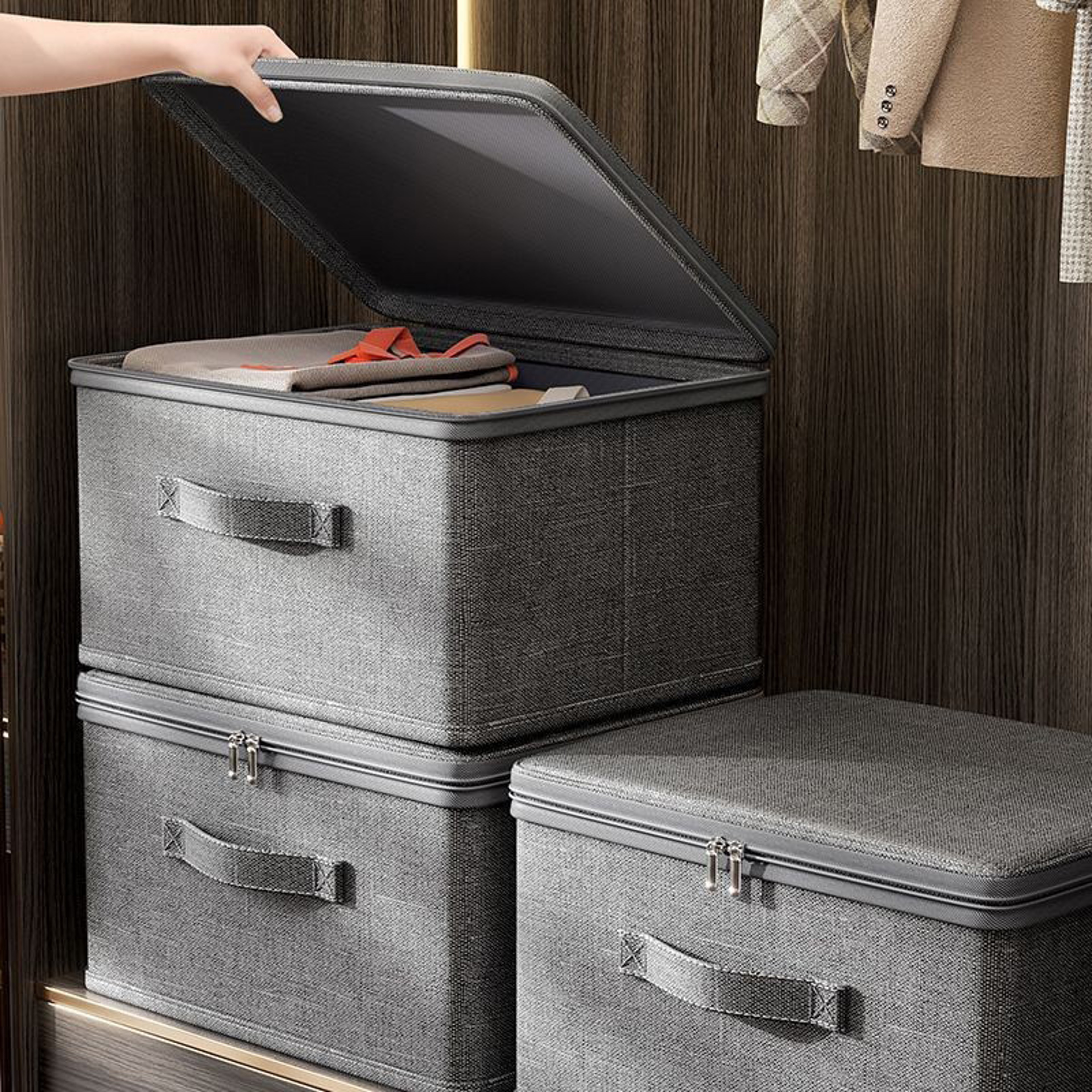 Clothes Storage Box With Zipper Large Capacity Folding Quilts Organizer Underwear Storage Bag For W 0