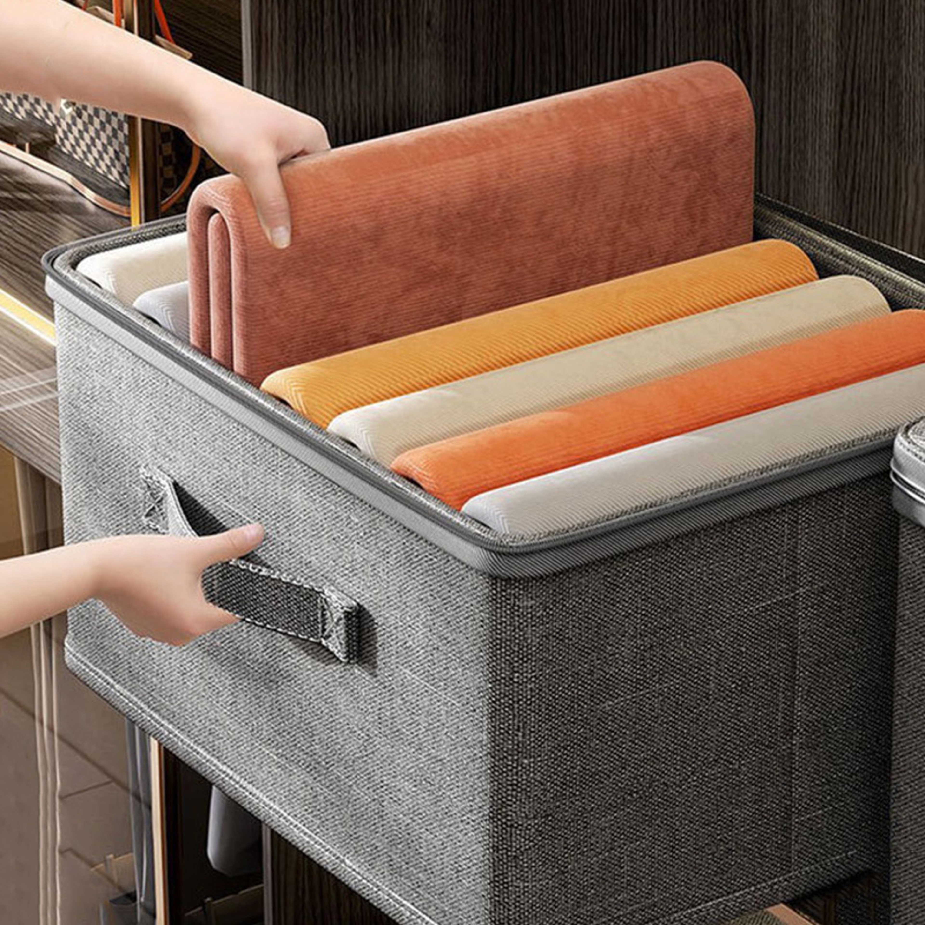 Clothes Storage Box With Zipper Large Capacity Folding Quilts Organizer Underwear Storage Bag For W 4