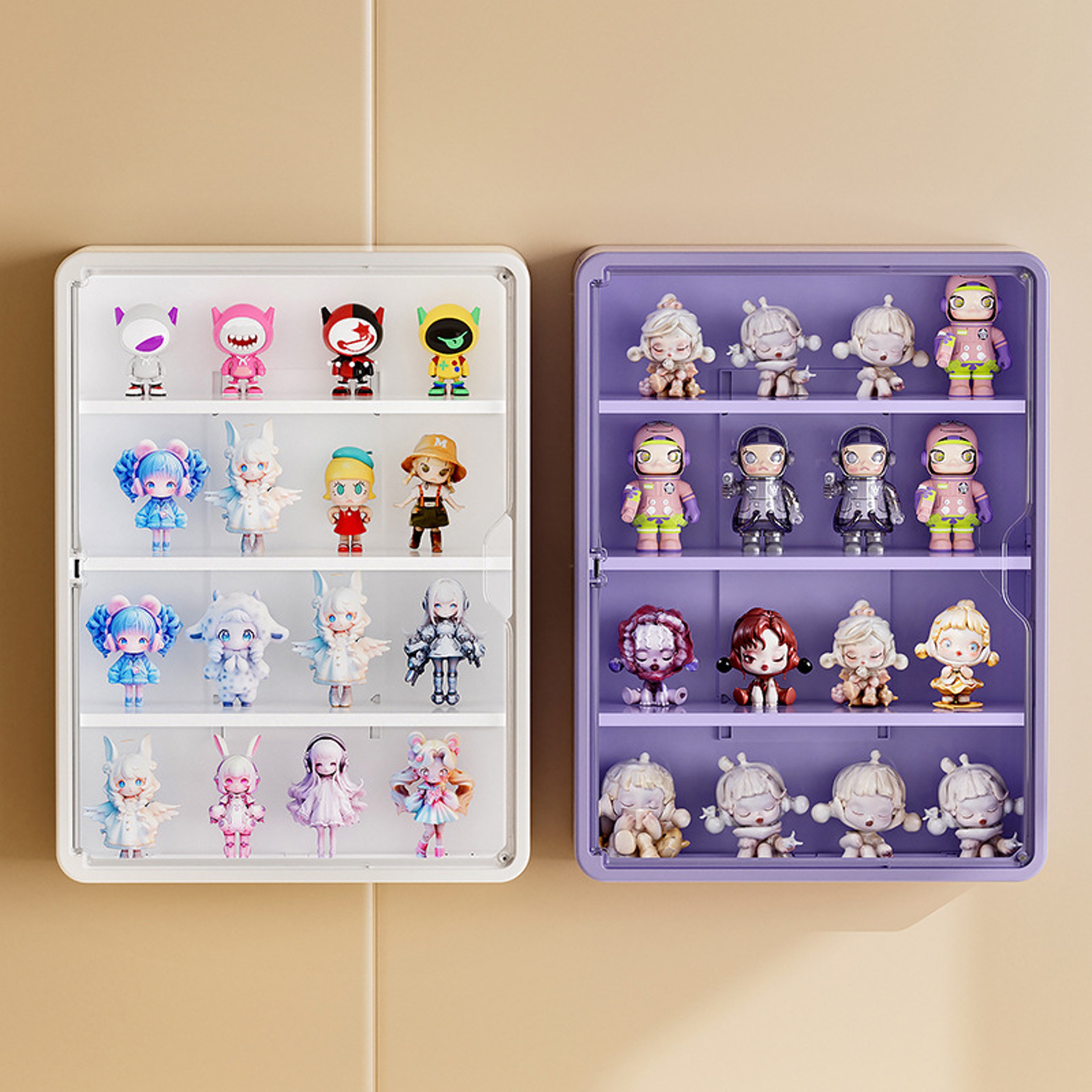 Wall Mounted Doll Blind Box Storage Rack Figurine Display Cabinet Dustproof Doll Display Organizer