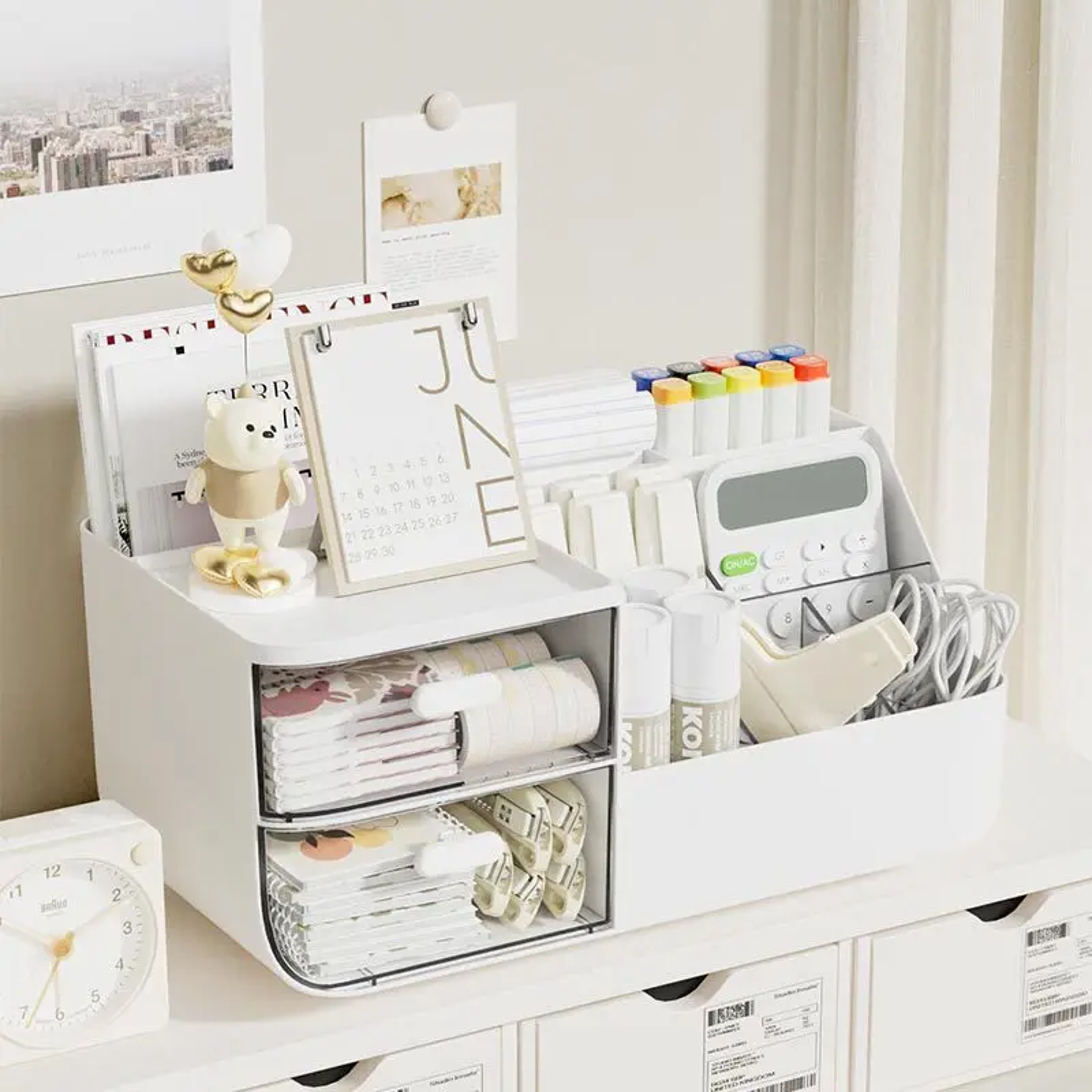 Desktop Storage Box Drawertype Organizer Box For Office Stationery Study Desk Cosmetics Storage Rac 3