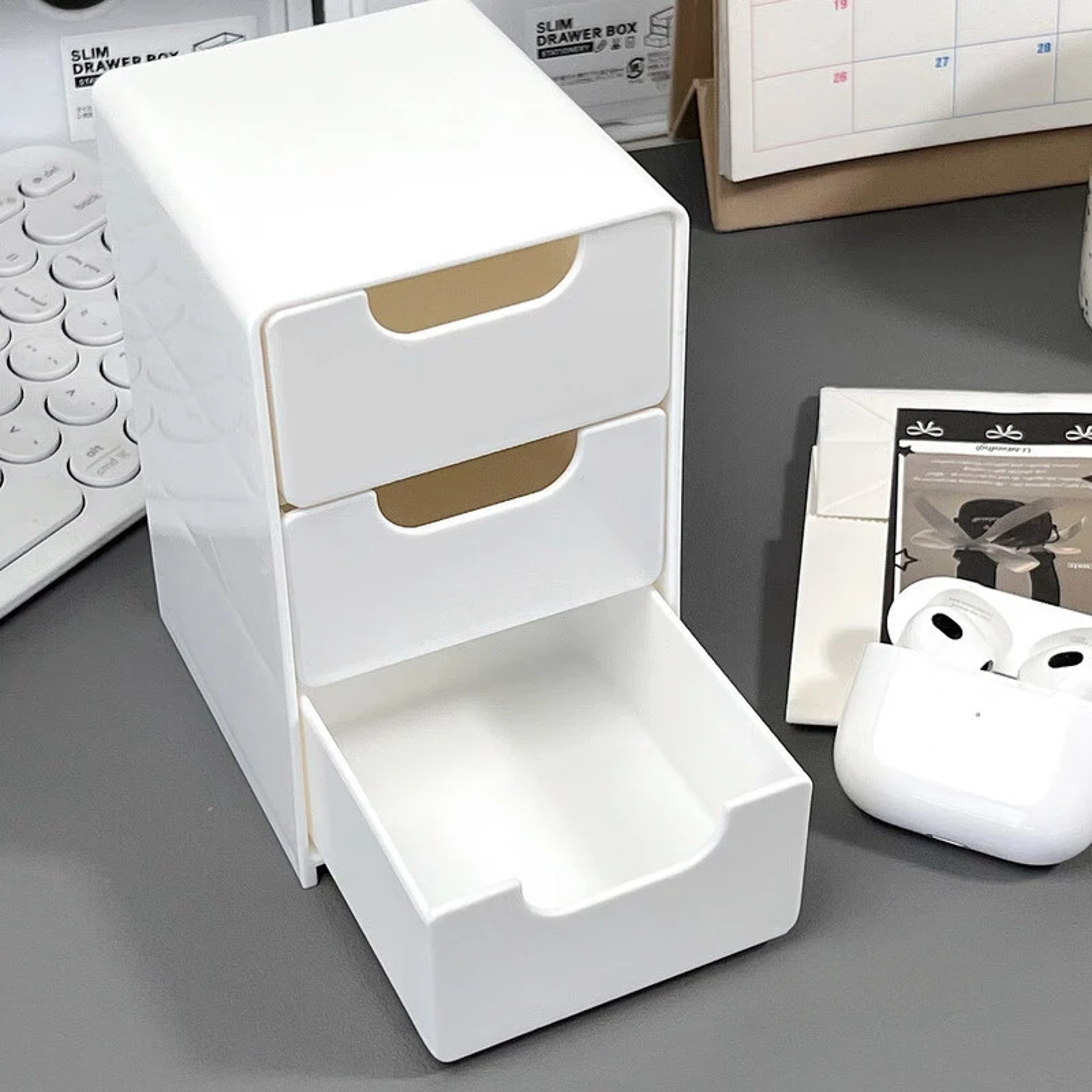 Chic 3Tier Desk Organizer With Drawers For Office Supplies Jewelry And Cosmetics Storage Portable D 1