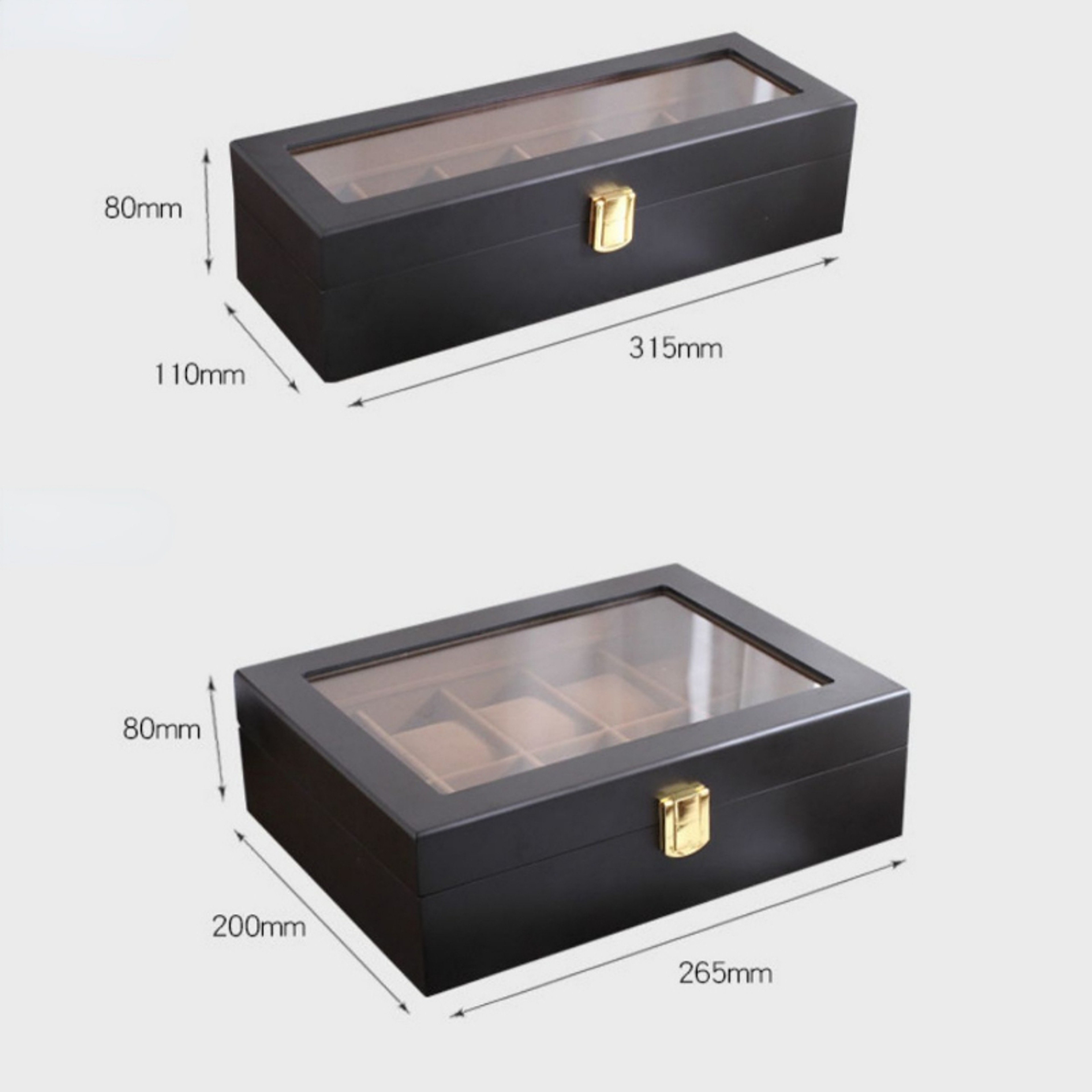 Handmade Wood Watch Box Grids Jewelry Holder, Storage Organizer for Watch Display Case – view 6