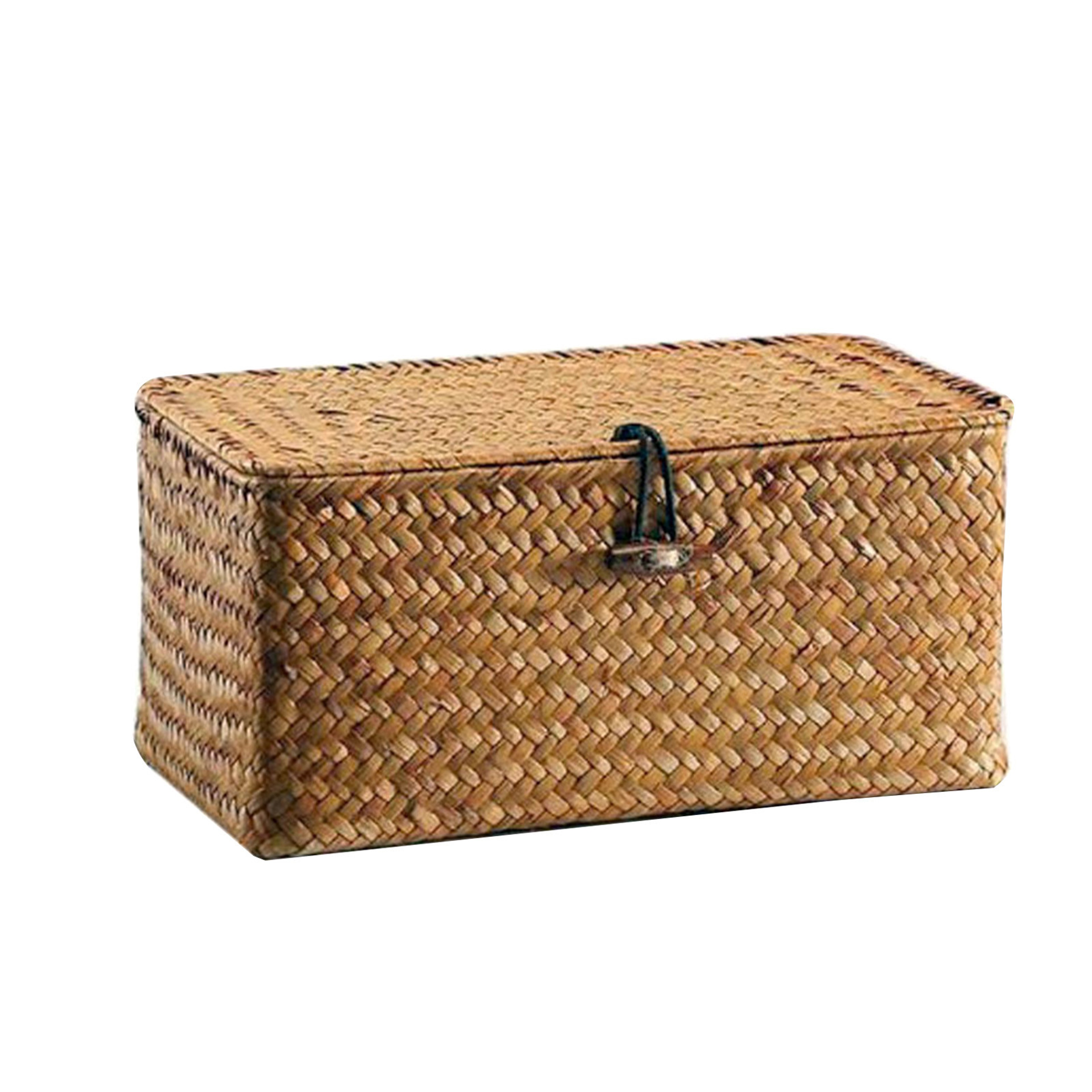 Handmade Wicker Woven Storage Box With Lid Rattan Storage Basket Sundry Bath Cosmetic Towel Contain