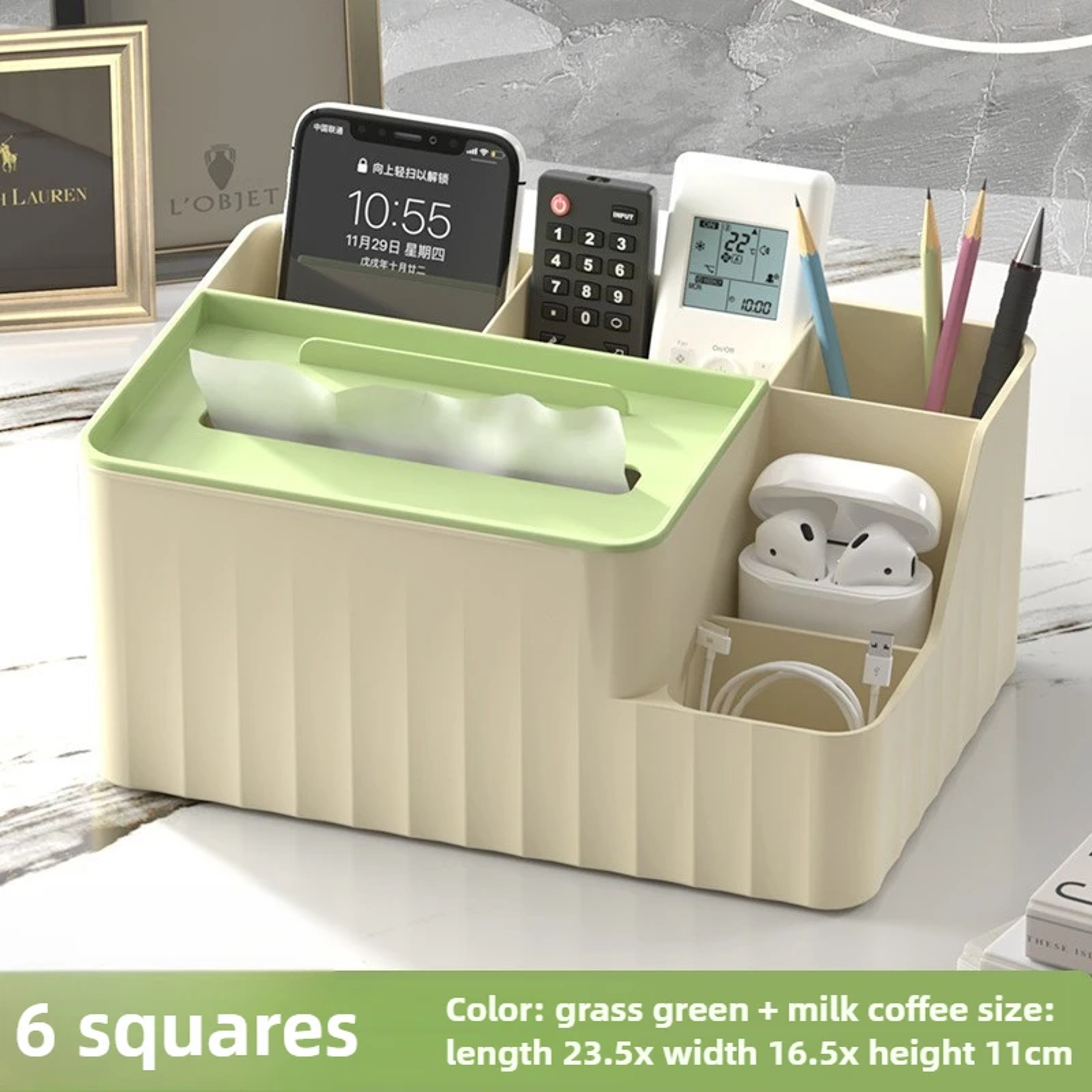 Multifunctional Desktop Tissue Storage Box, Remote Control Organizer, Living Room & Coffee Table Storage Box for Easy – view 10