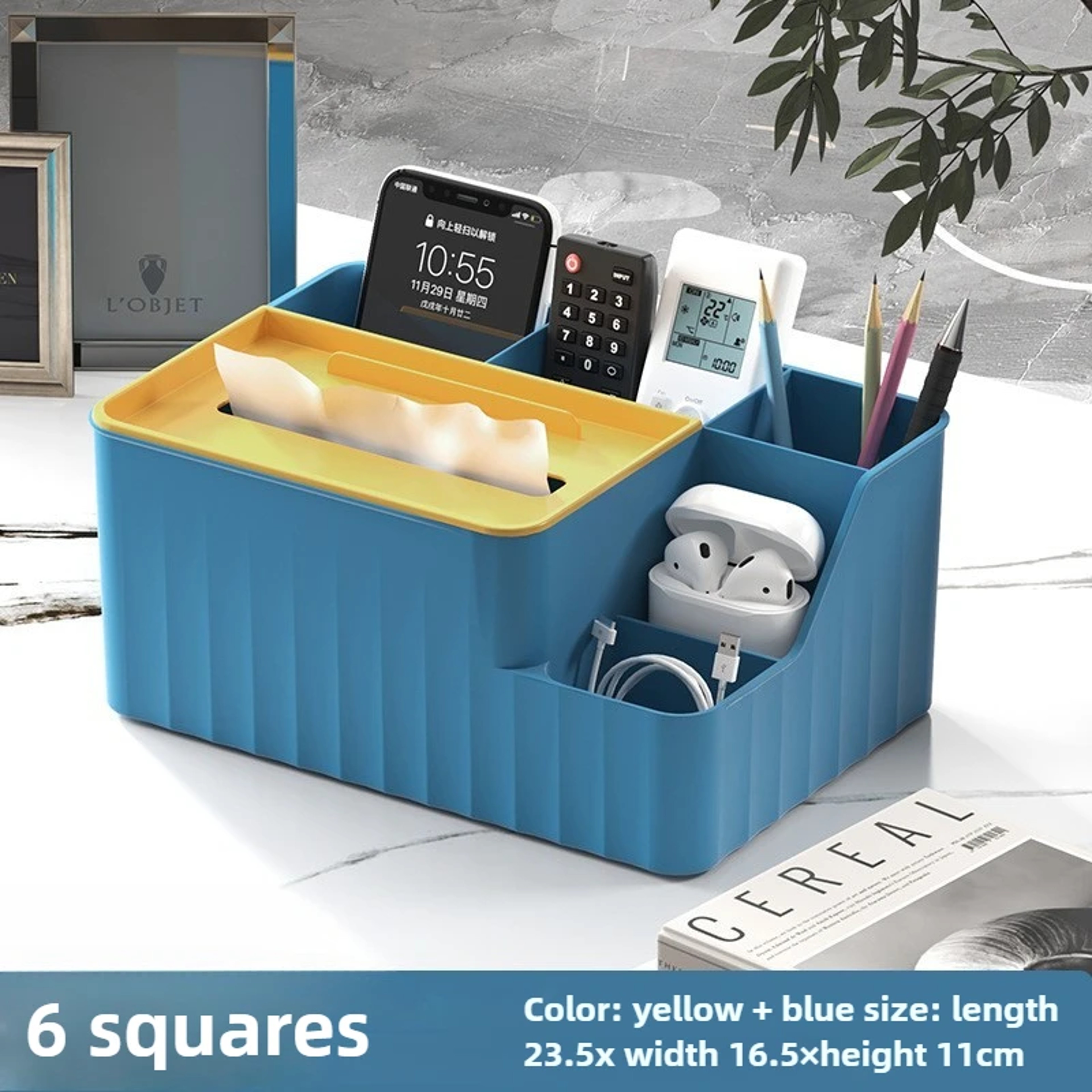 Multifunctional Desktop Tissue Storage Box, Remote Control Organizer, Living Room & Coffee Table Storage Box for Easy – view 12