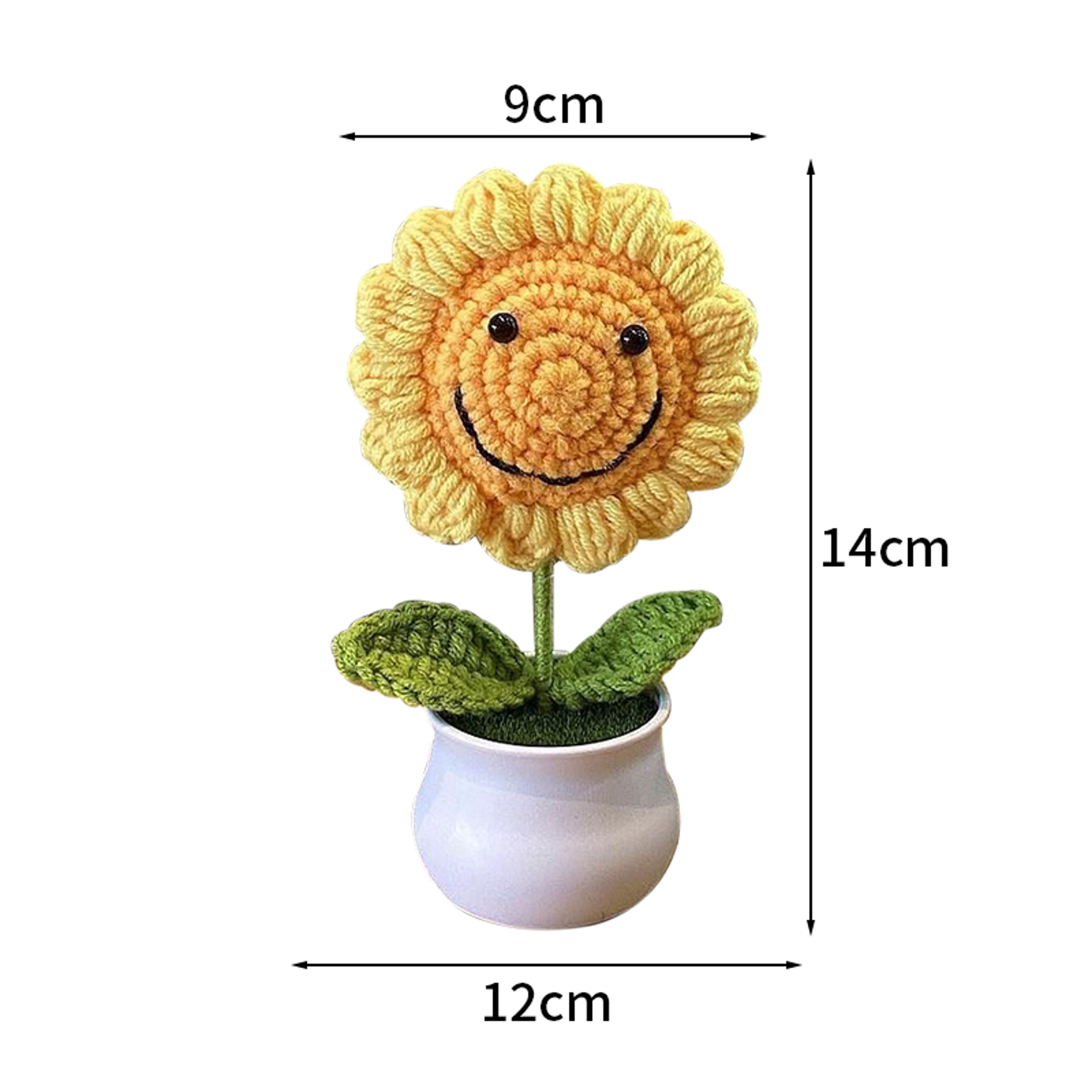Sunflower Crochet Flower, Artificial Hand Woven Girasol Crochet Plants, Wedding Guest Gifts, Desktop Decoration – view 12
