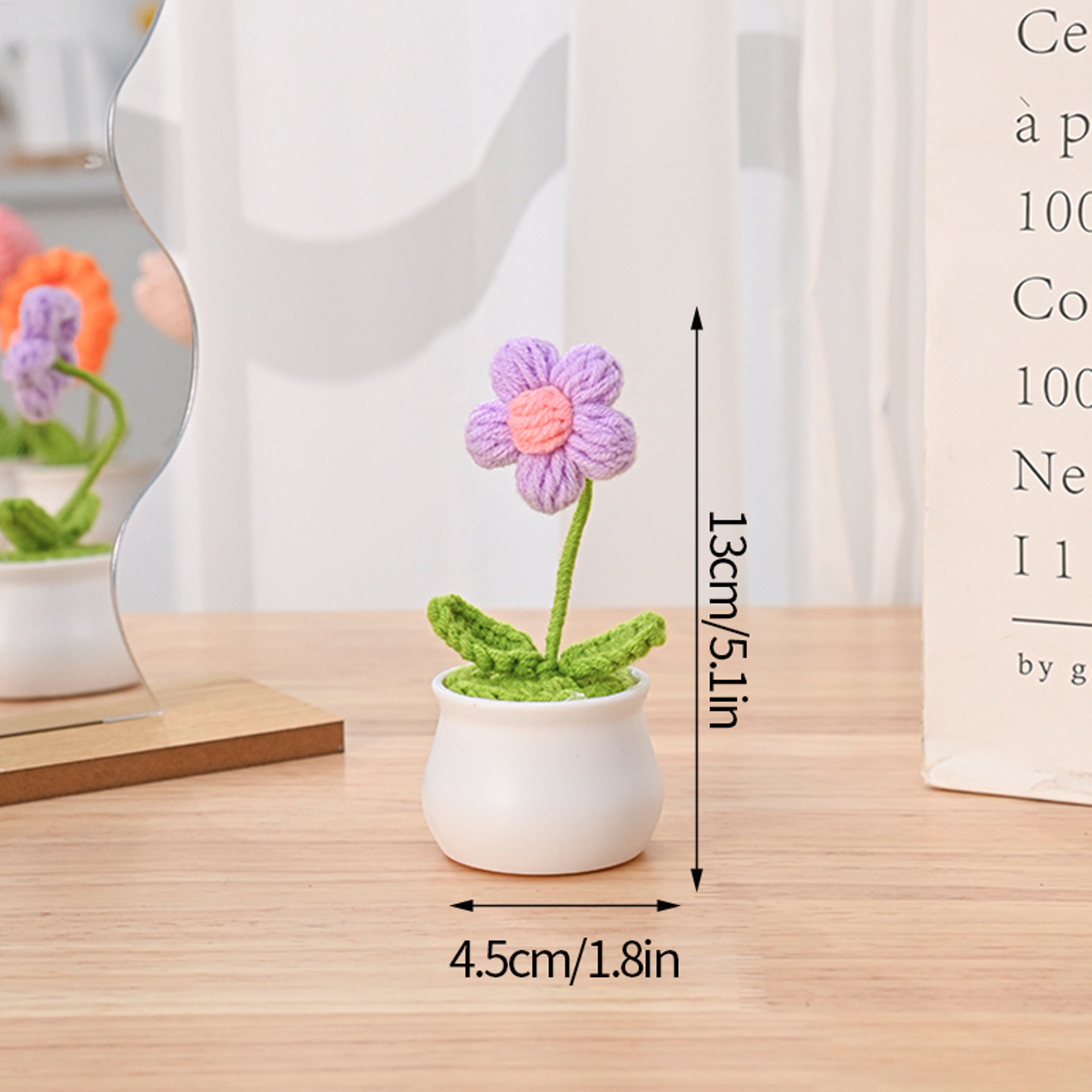 Sunflower Crochet Flower, Artificial Hand Woven Girasol Crochet Plants, Wedding Guest Gifts, Desktop Decoration – view 19