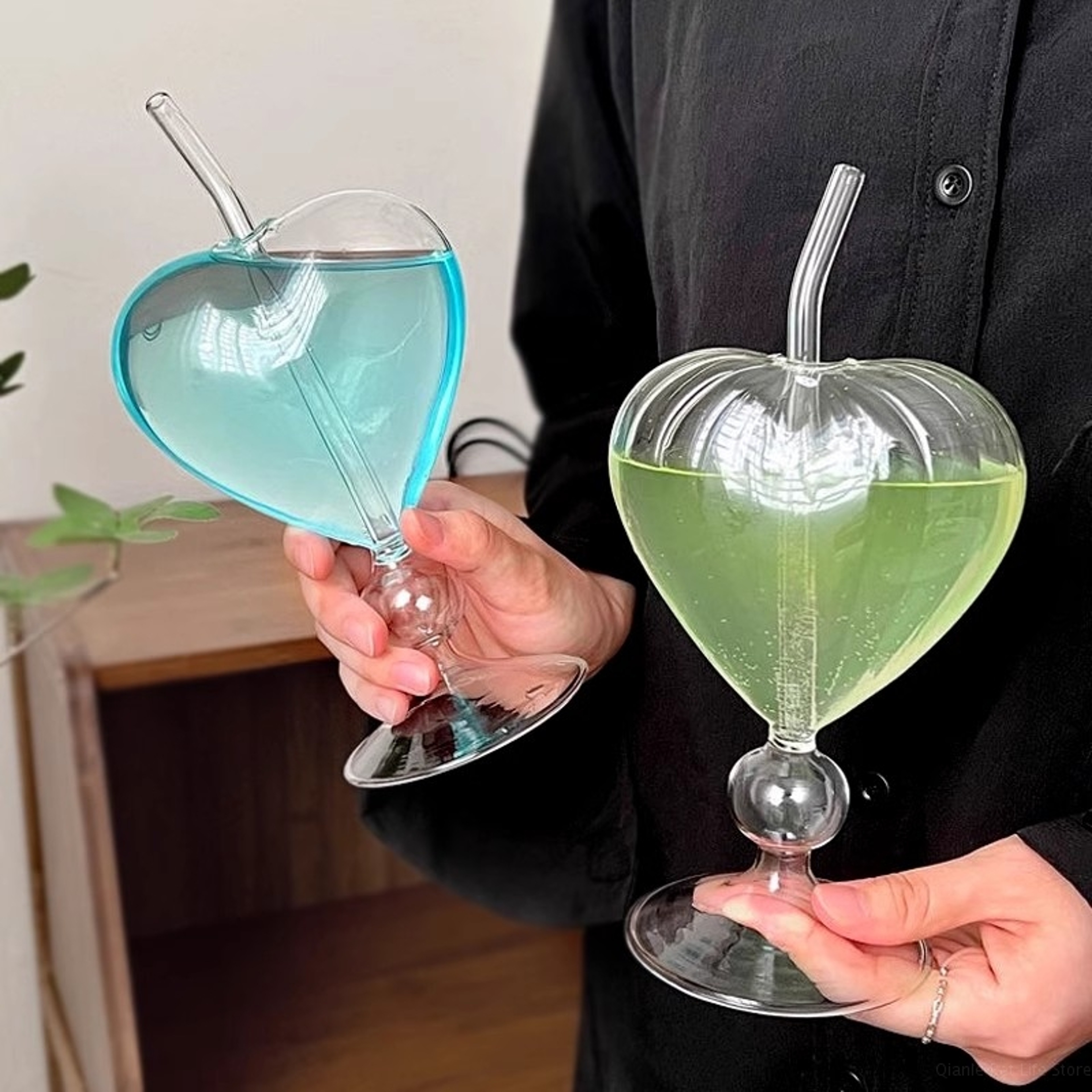 Heart Shape Drinking Glasses Juice Milk Tea Cup Glass Water Mug Iced Coffee Cups Cocktail Tumbler D 0