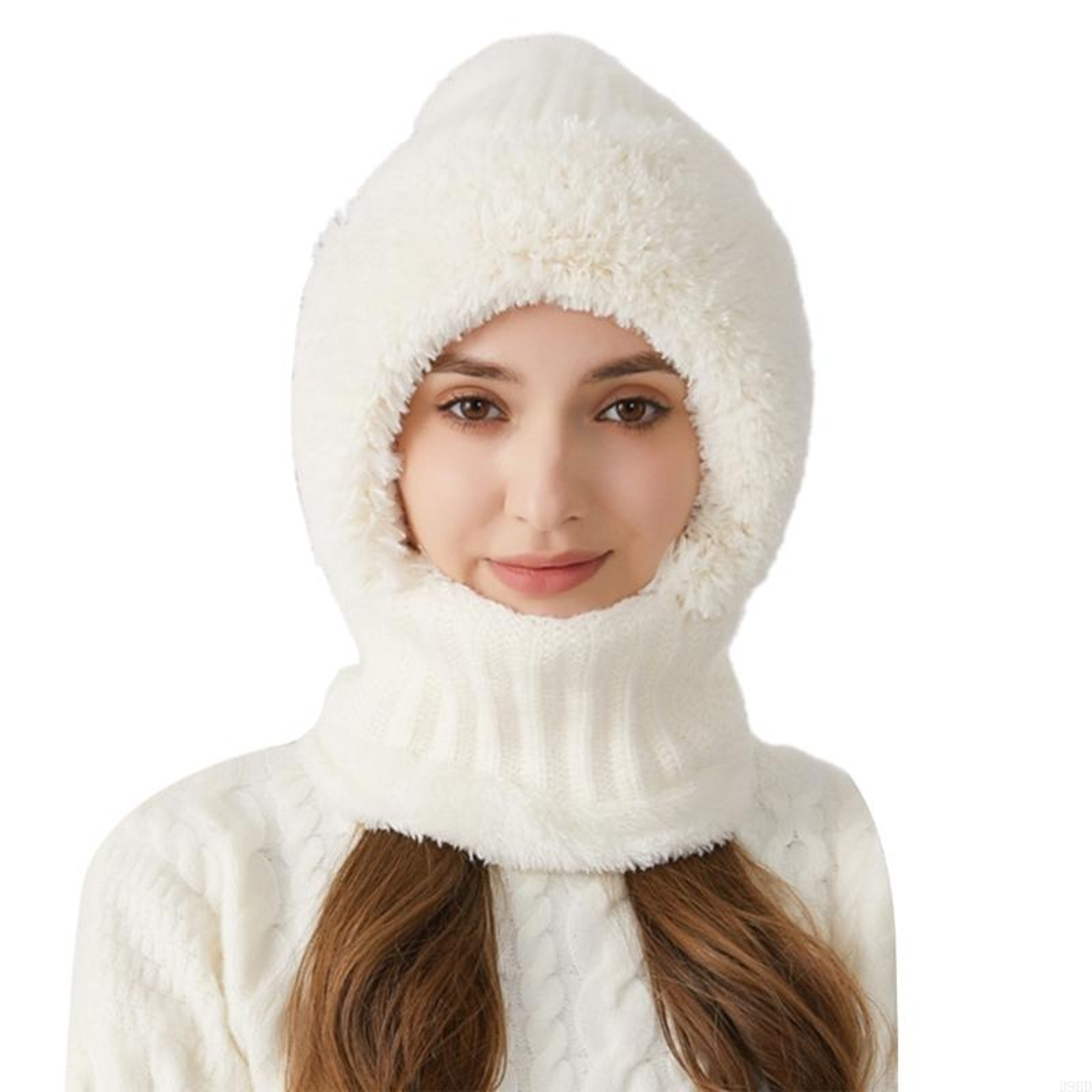 Women Knitted Winter Hat Warm Pullover Hat Outdoor Unisex Hat Neck Warmer For Outdoor Activity 7
