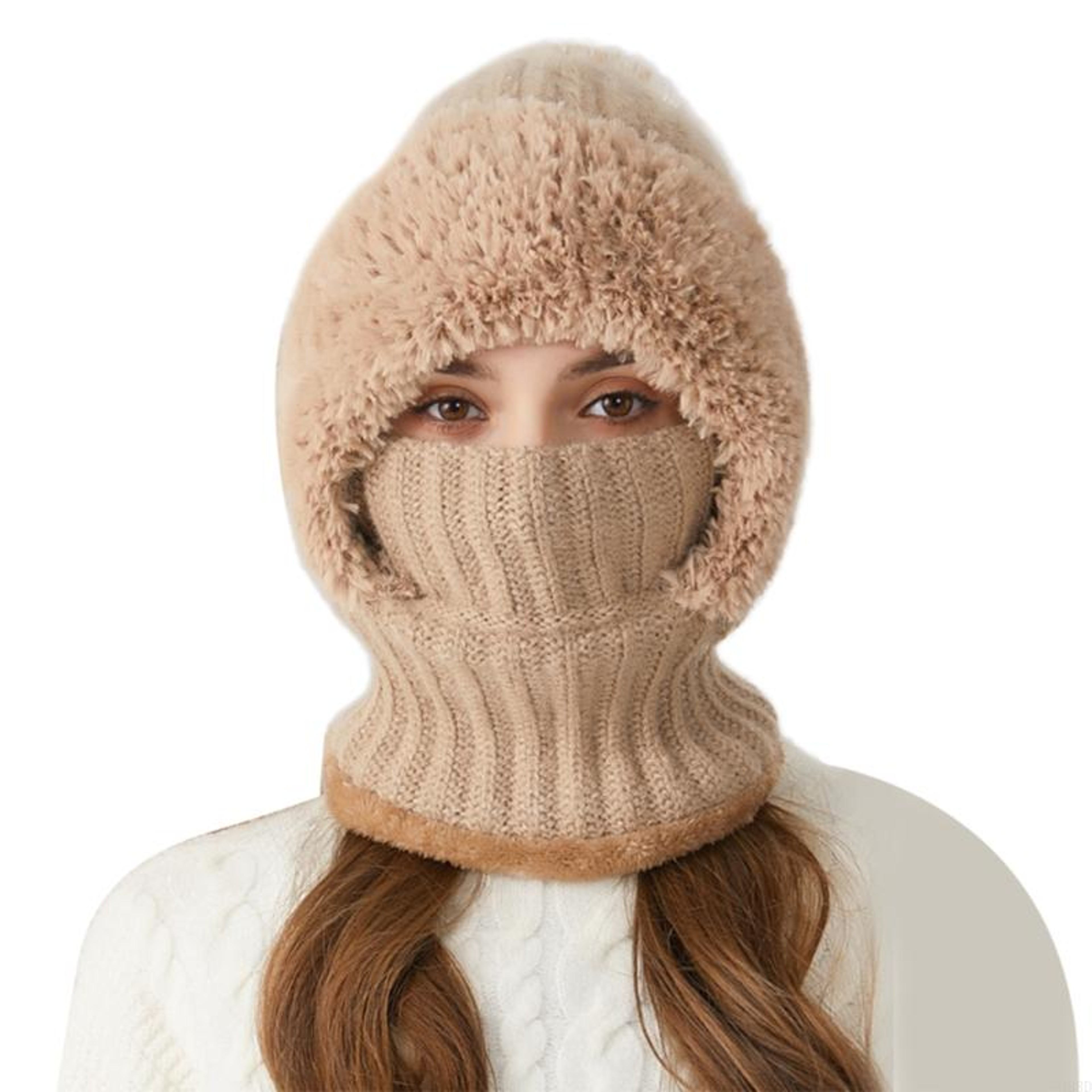 Women Knitted Winter Hat Warm Pullover Hat Outdoor Unisex Hat Neck Warmer For Outdoor Activity 10