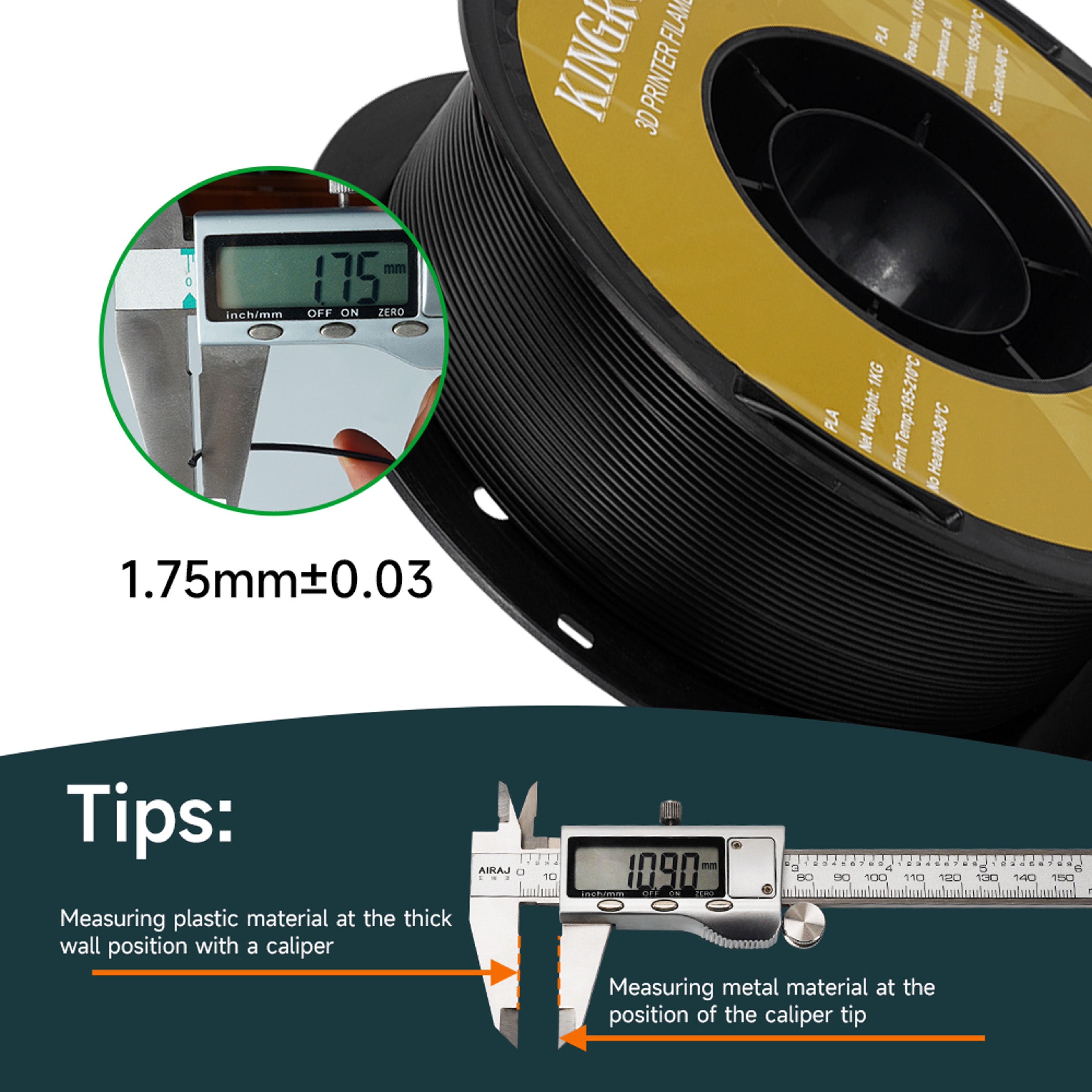 KINGROON PLAABSPETG Filament Black White Gray Rolls PLA PETG Plastic For 3D Printer 2