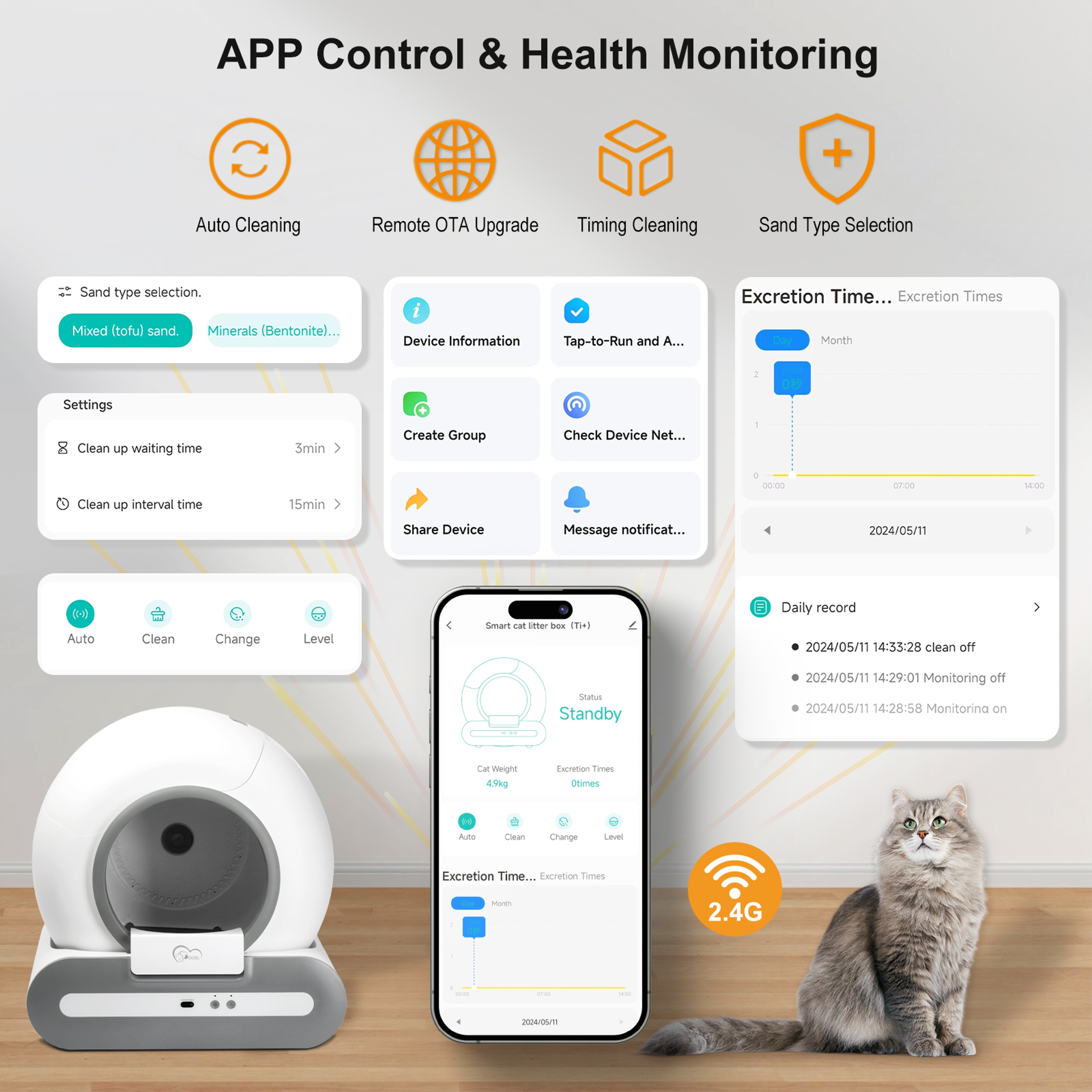 Automatic Cat Litter Box Self Cleaning with App Control, Smart Cat Toilet for Multiple Large Cats, Cat Litter Mat Easy – view 2