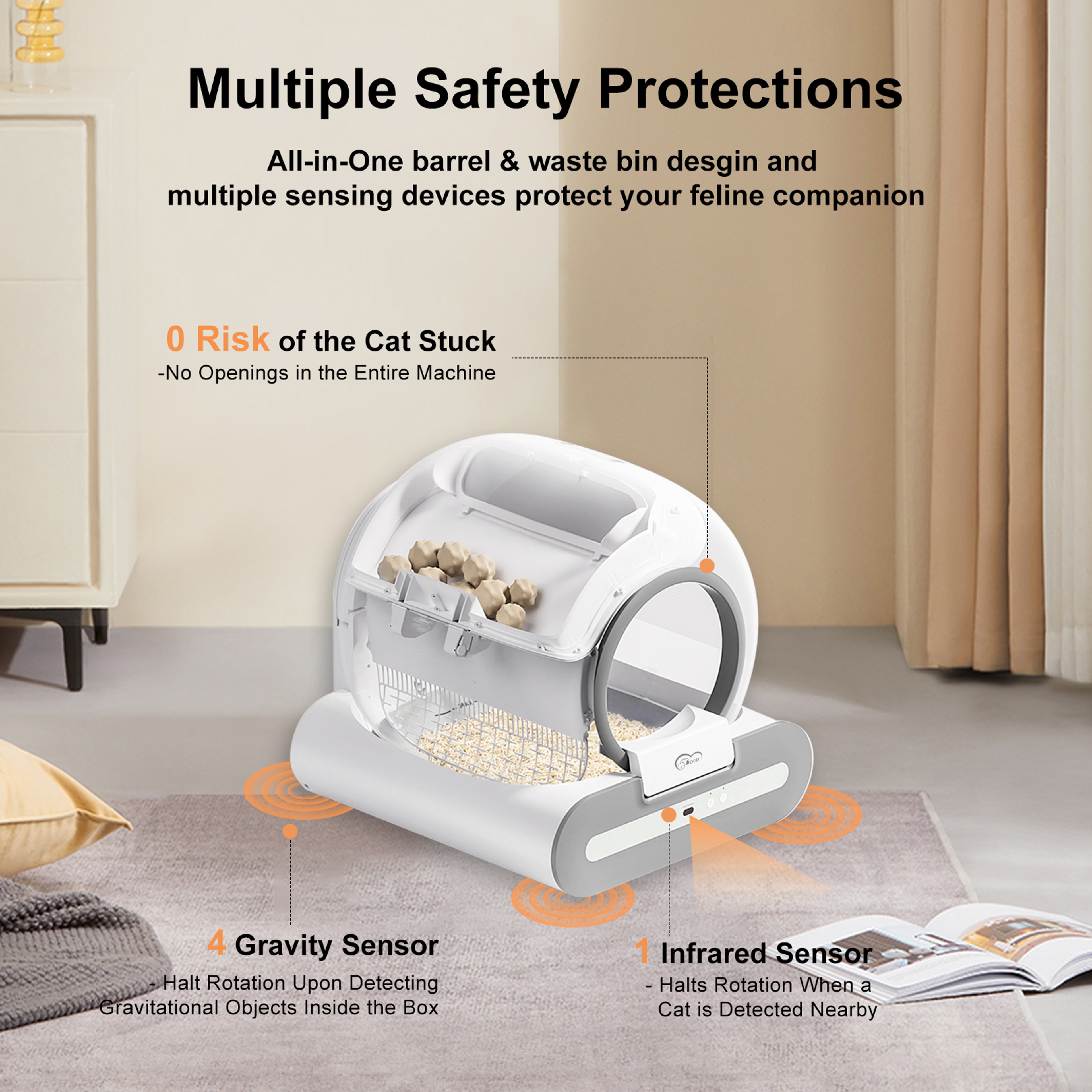 Automatic Cat Litter Box Self Cleaning with App Control, Smart Cat Toilet for Multiple Large Cats, Cat Litter Mat Easy – view 3