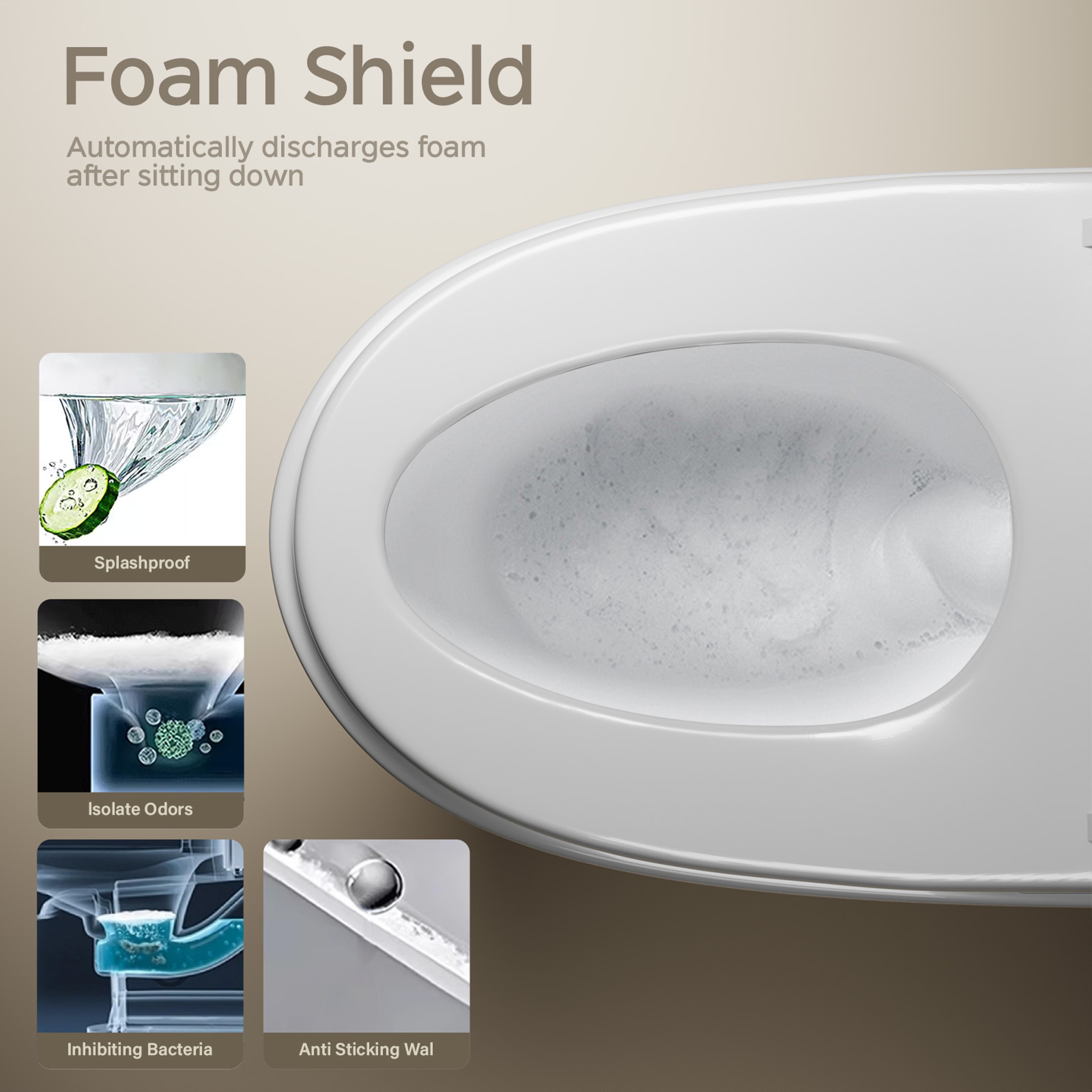 Smart Toilet with Built-in Bidet, AUTO Open/Close, Warm Water Sprayer, Heated Bidet Toilet Seat for Bathrooms, AUTO Dual – view 3