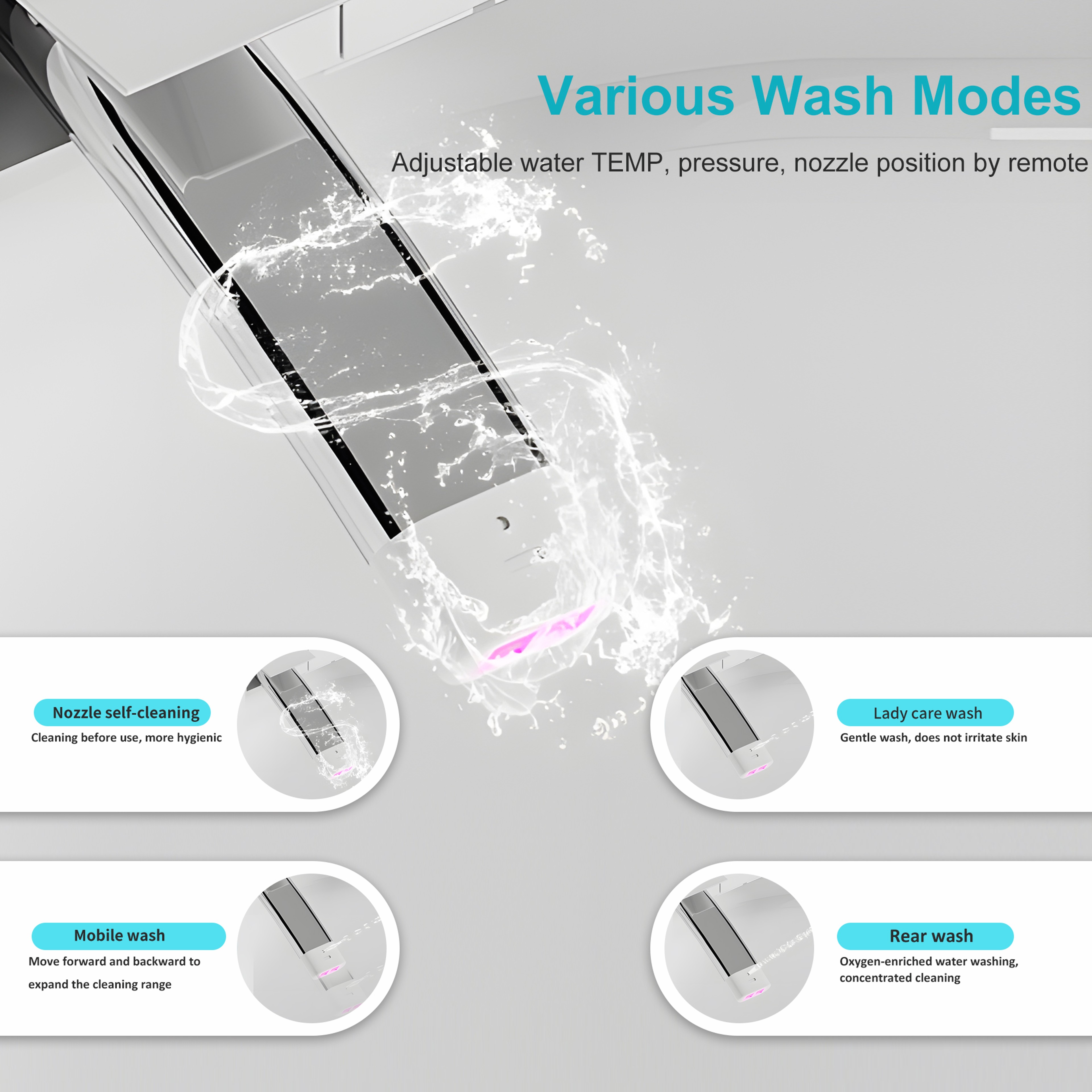 Smart Toilet with Built-in Bidet, AUTO Open/Close, Warm Water Sprayer, Heated Bidet Toilet Seat for Bathrooms, AUTO Dual – view 4