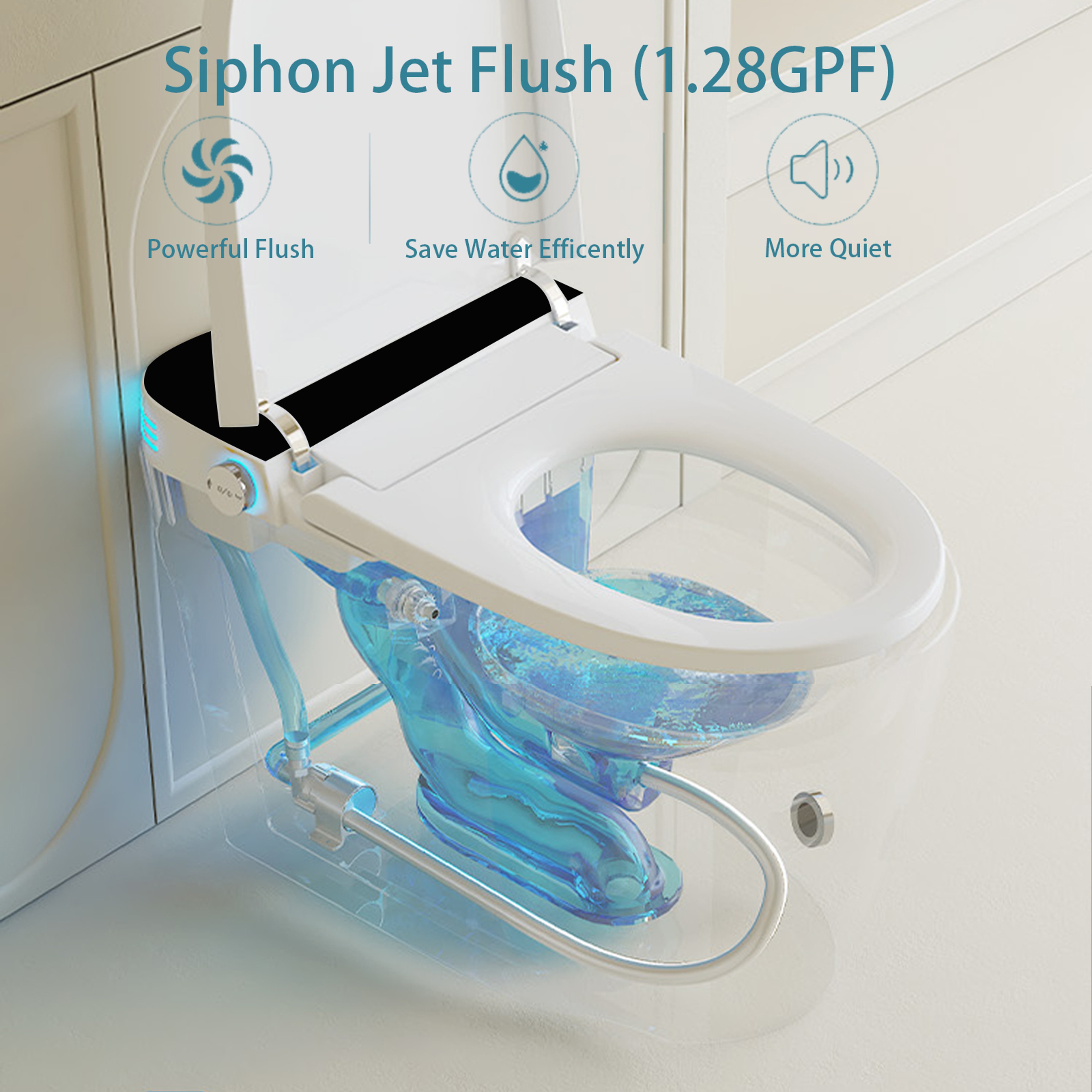 Smart Toilet with Built-in Bidet, AUTO Open/Close, Warm Water Sprayer, Heated Bidet Toilet Seat for Bathrooms, AUTO Dual – view 5