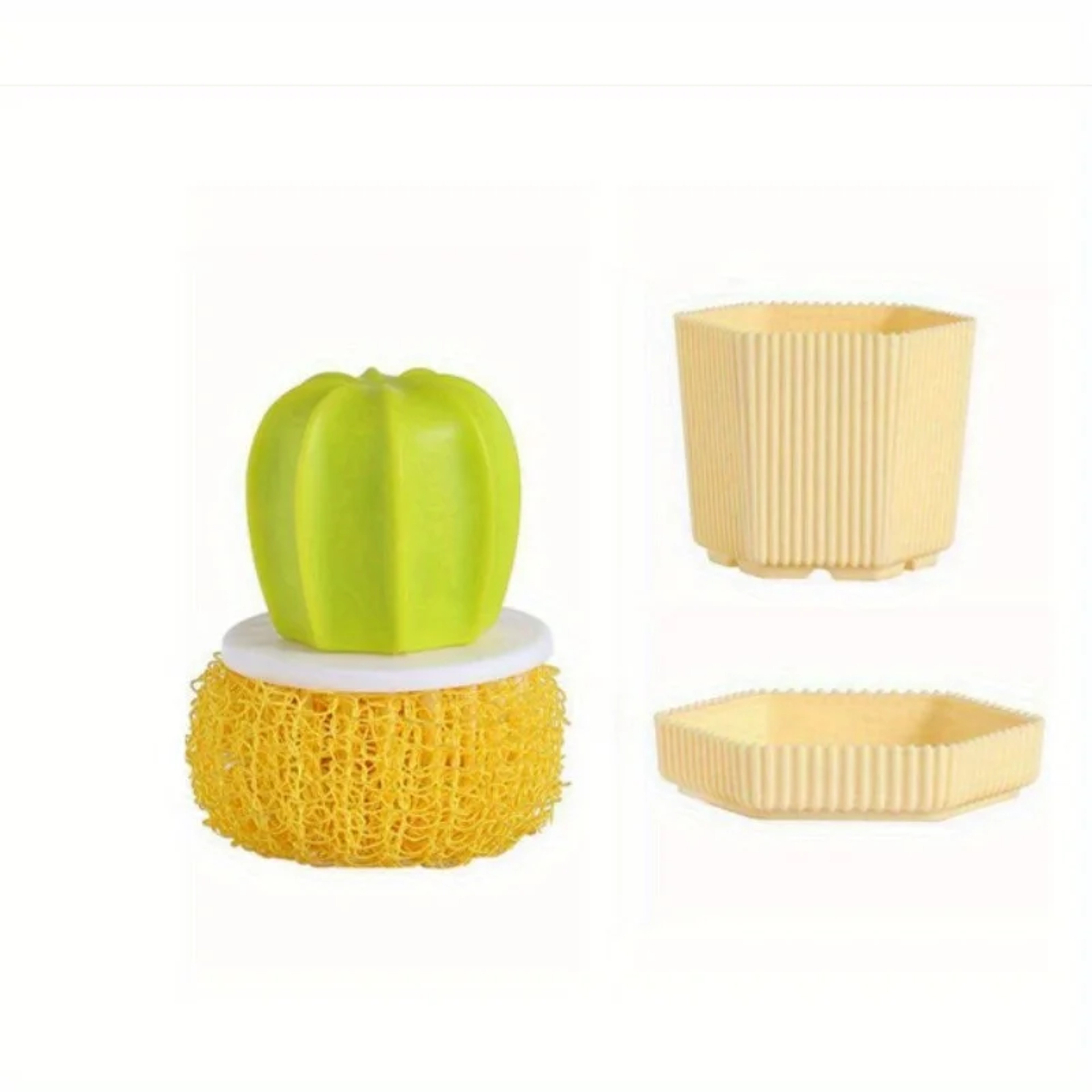 Household Kitchen Cleaning Brush Cactus Dishwashing Brush Pot Wash Brush With Handle Nano Cleaning  7