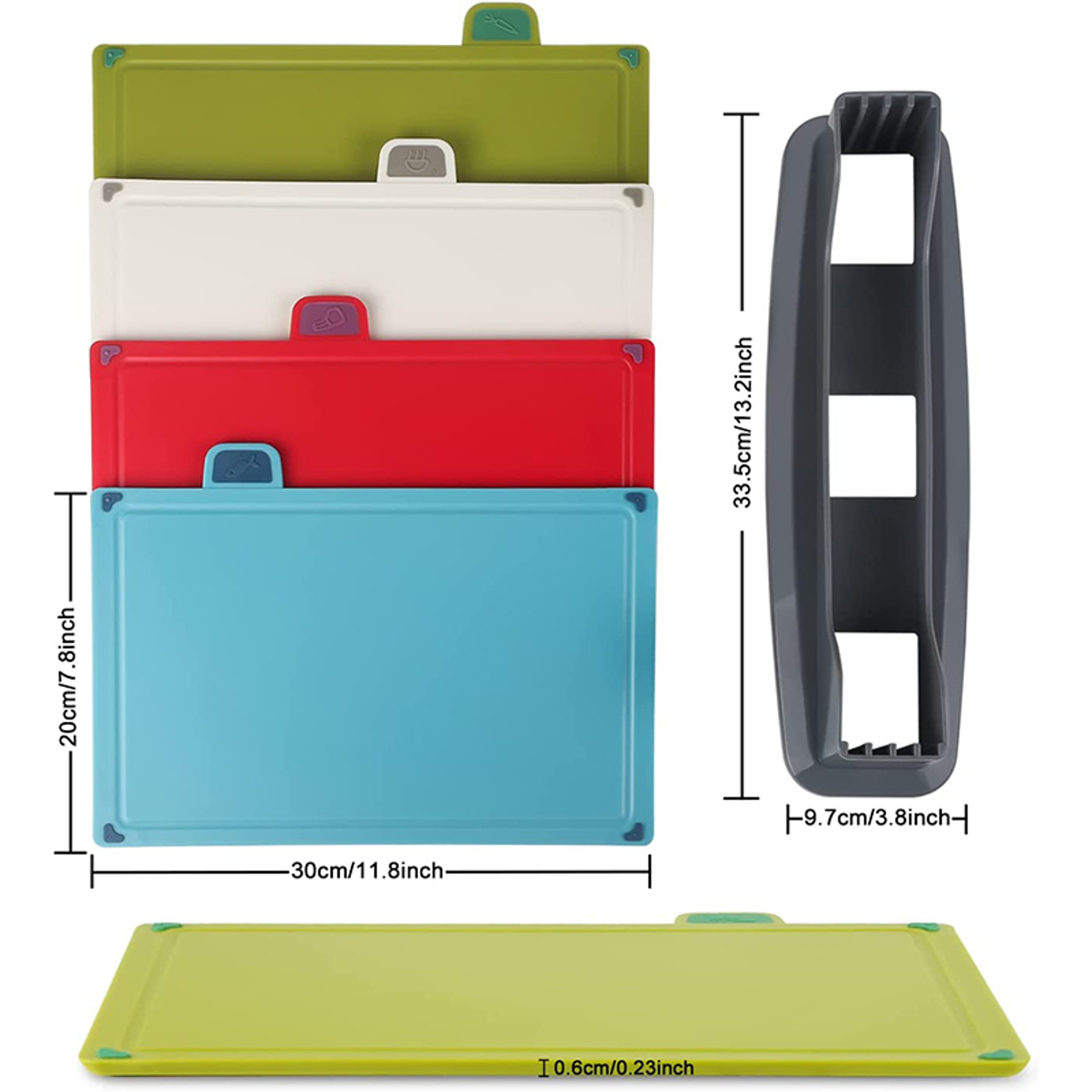 Color-Coded Plastic Cutting Board Set with Storage Stand, Thicker Chopping Board Set, Slip-Resistant Design for Kitchen – view 3