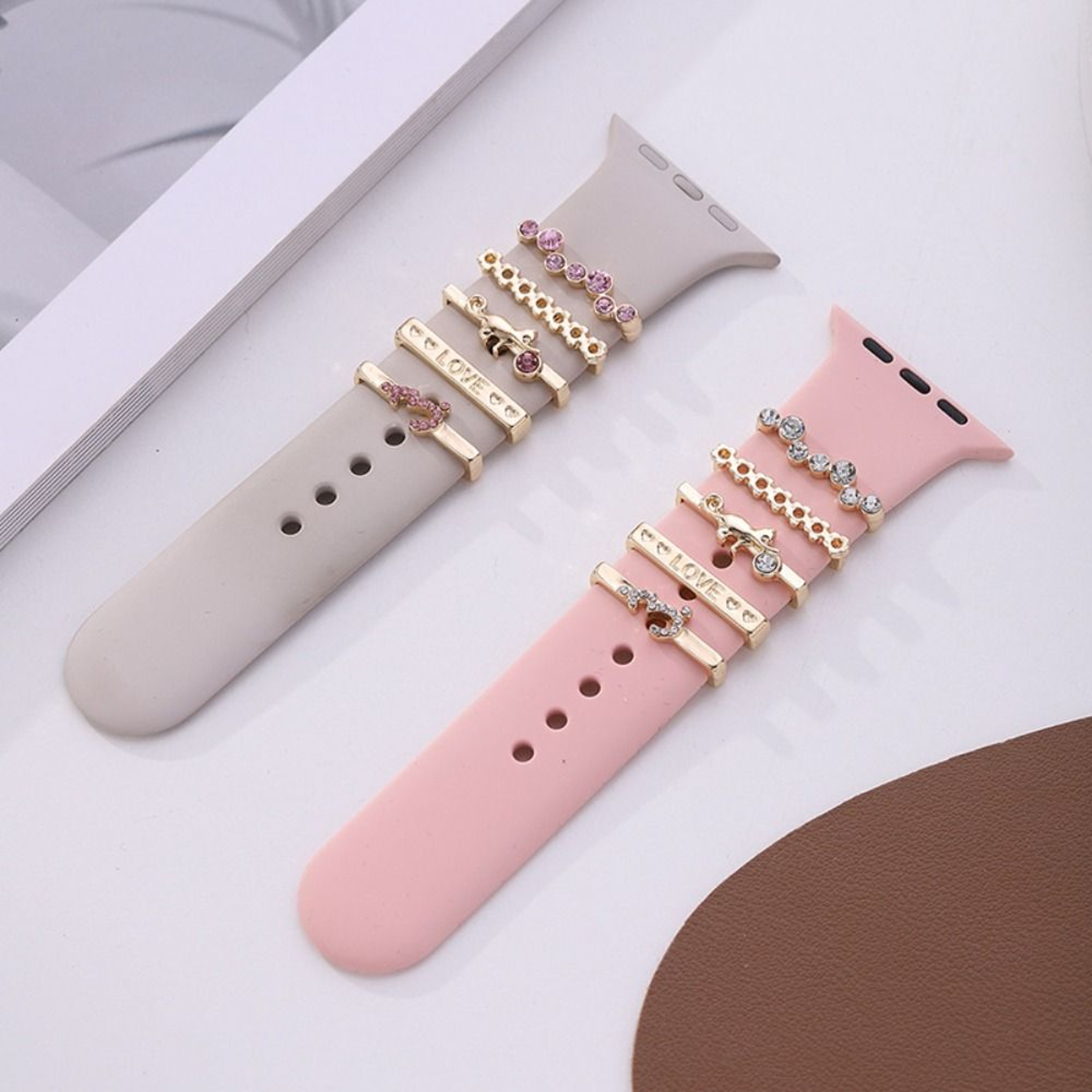 Metal Charms Watch Band Decoration Ring Apple Diamond Ornament For IWatch Bracelet Silicone Strap J