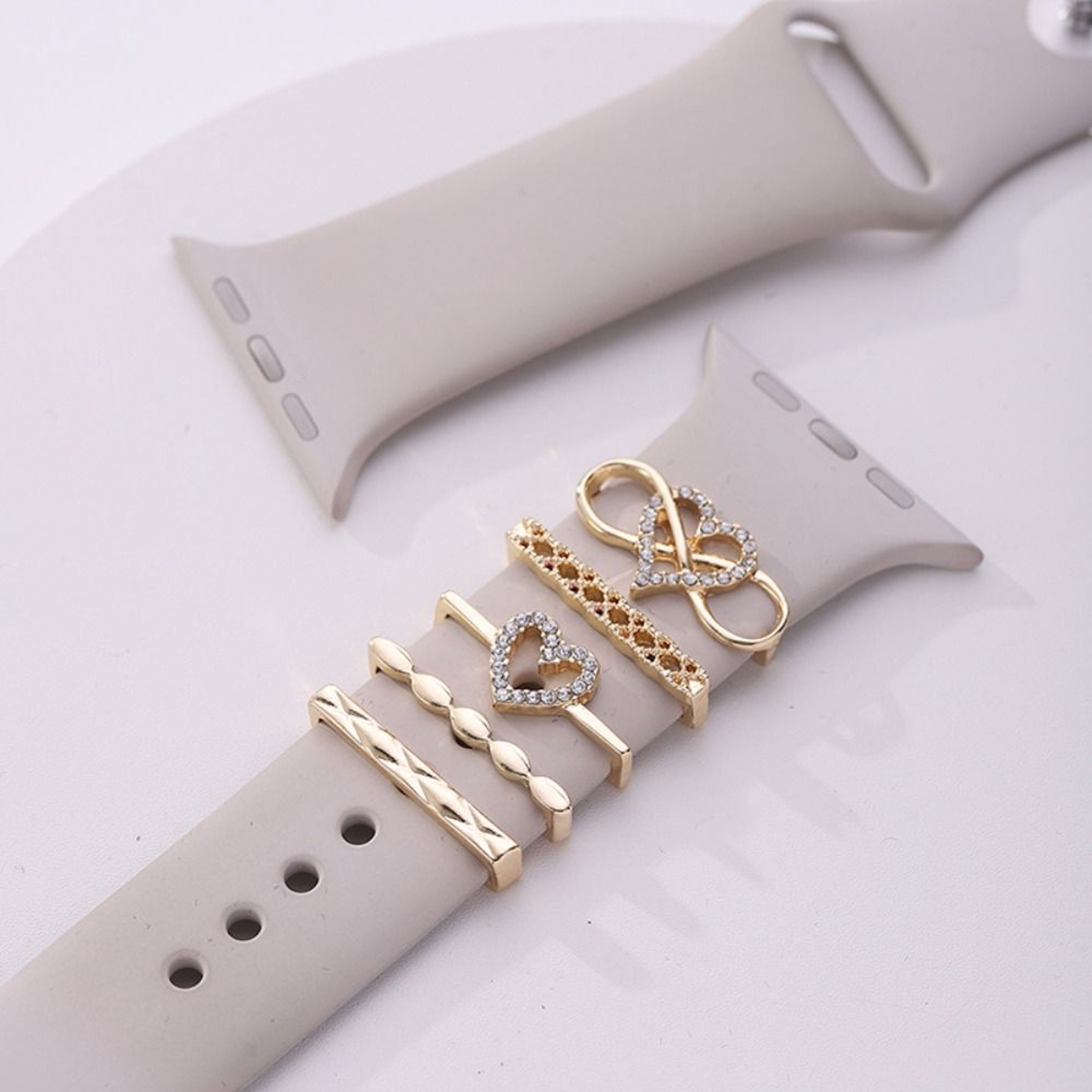 Metal Charms Watch Band Decoration Ring Apple Diamond Ornament For IWatch Bracelet Silicone Strap J
