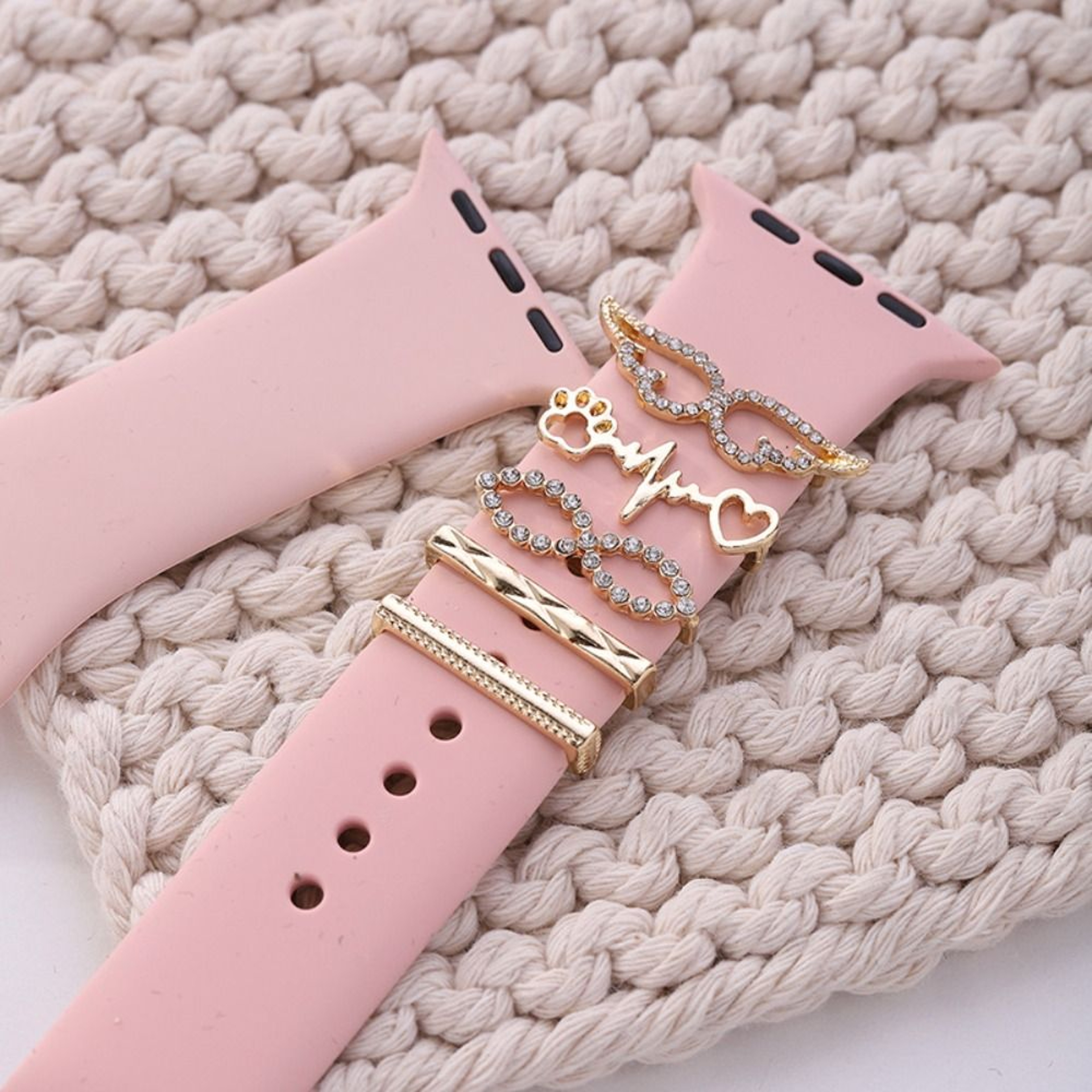 Metal Charms Watch Band Decoration Ring Apple Diamond Ornament For IWatch Bracelet Silicone Strap J