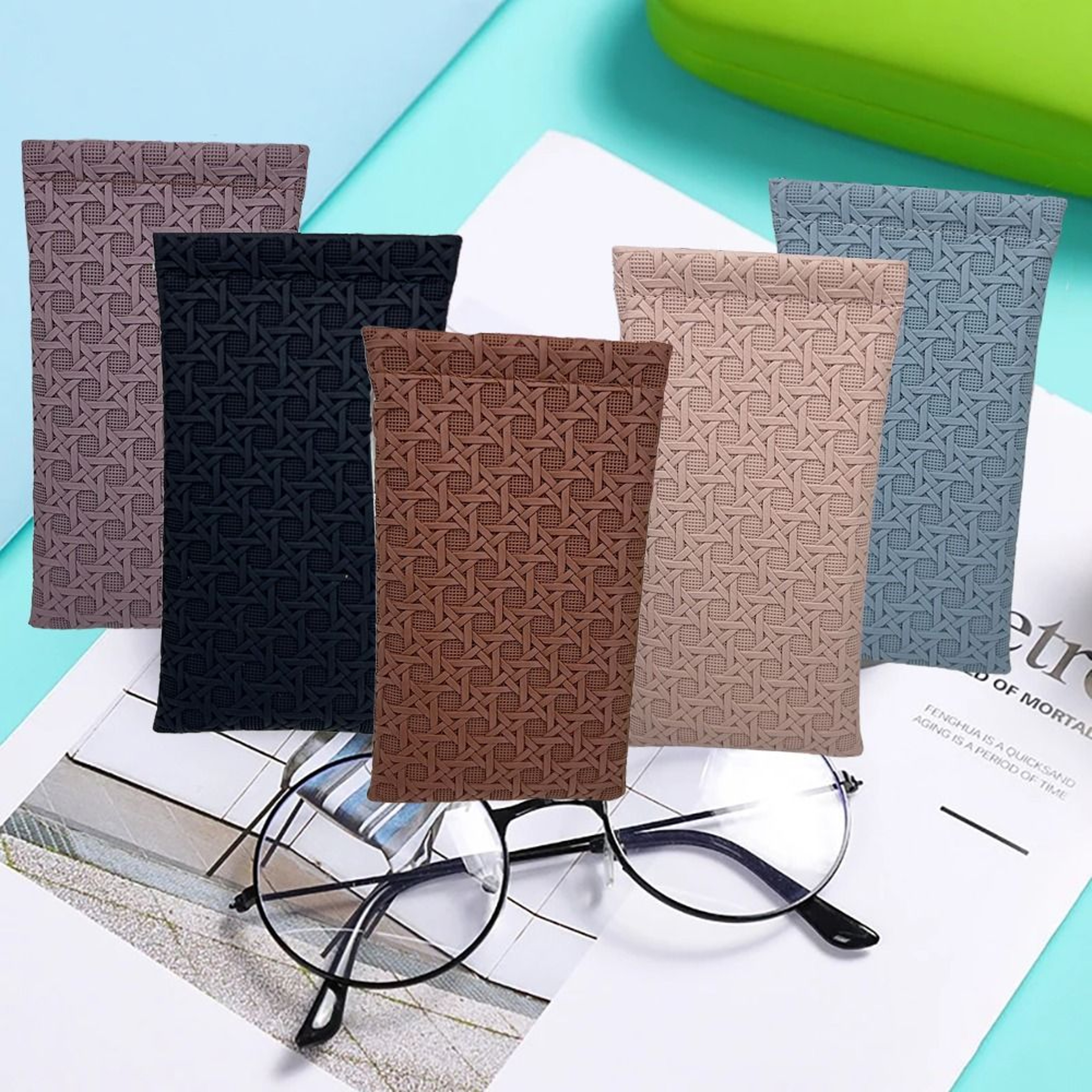 Soft Glasses Box, Sunglasses Organizer PU Leather Case, Eyewear Protector for Men and Women, Myopia Glasses Pouch, Style – view 1