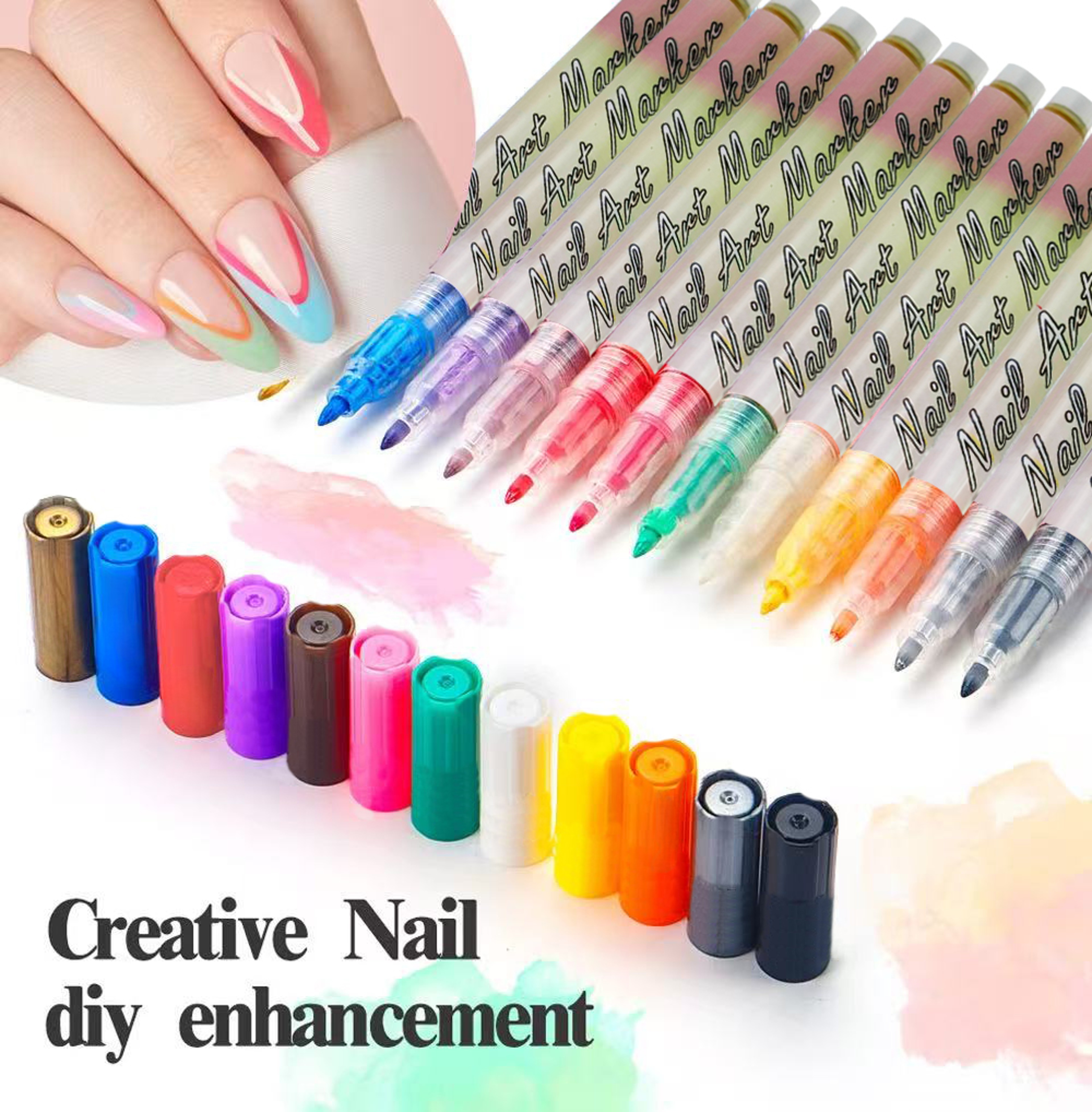 Colors Acrylic Paint Pen Set, Nail Point Graffiti Dotting Pen, Drawing Painting Markers for DIY Nail Art, Manicure Tools – view 2
