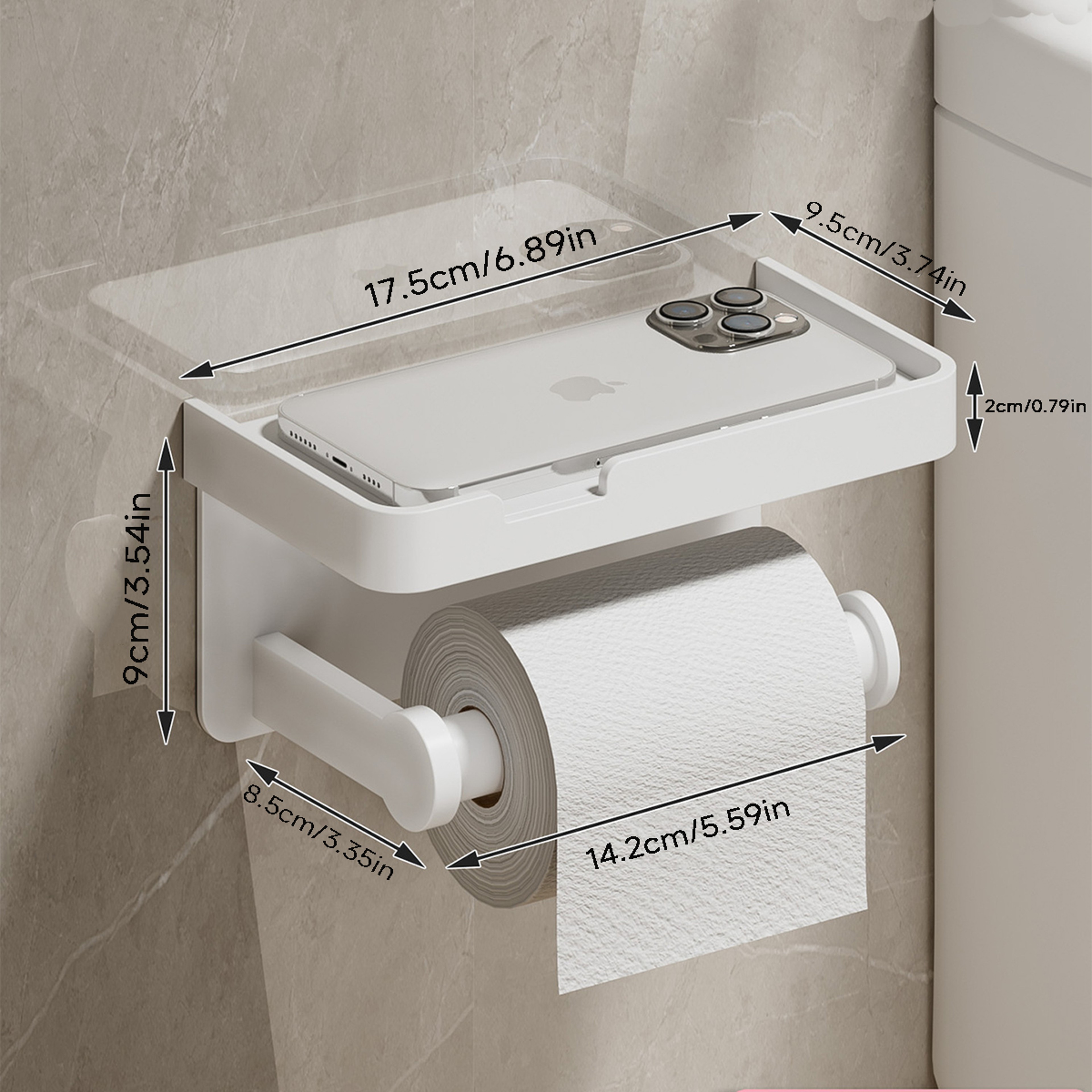 Space Aluminum Toilet Paper Holder, Bathroom Wall Mount, Phone Holder Shelf, Towel Roll Shelf, Bathroom Accessories – view 12