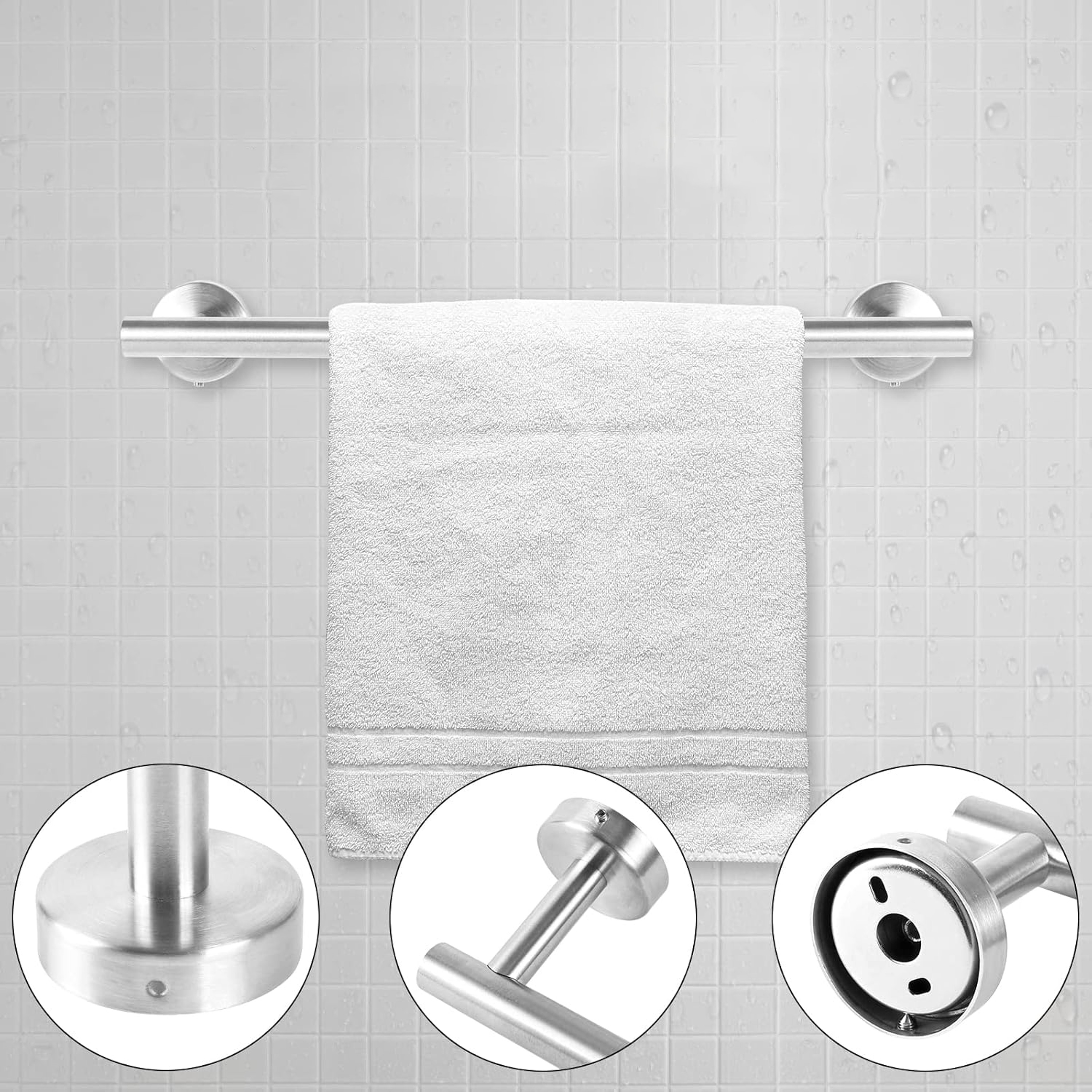 Matte Black Towel Bar Wall Mounted Stainless Steel Towel Holder Bathroom Towel Rack Modern Bath Acc
